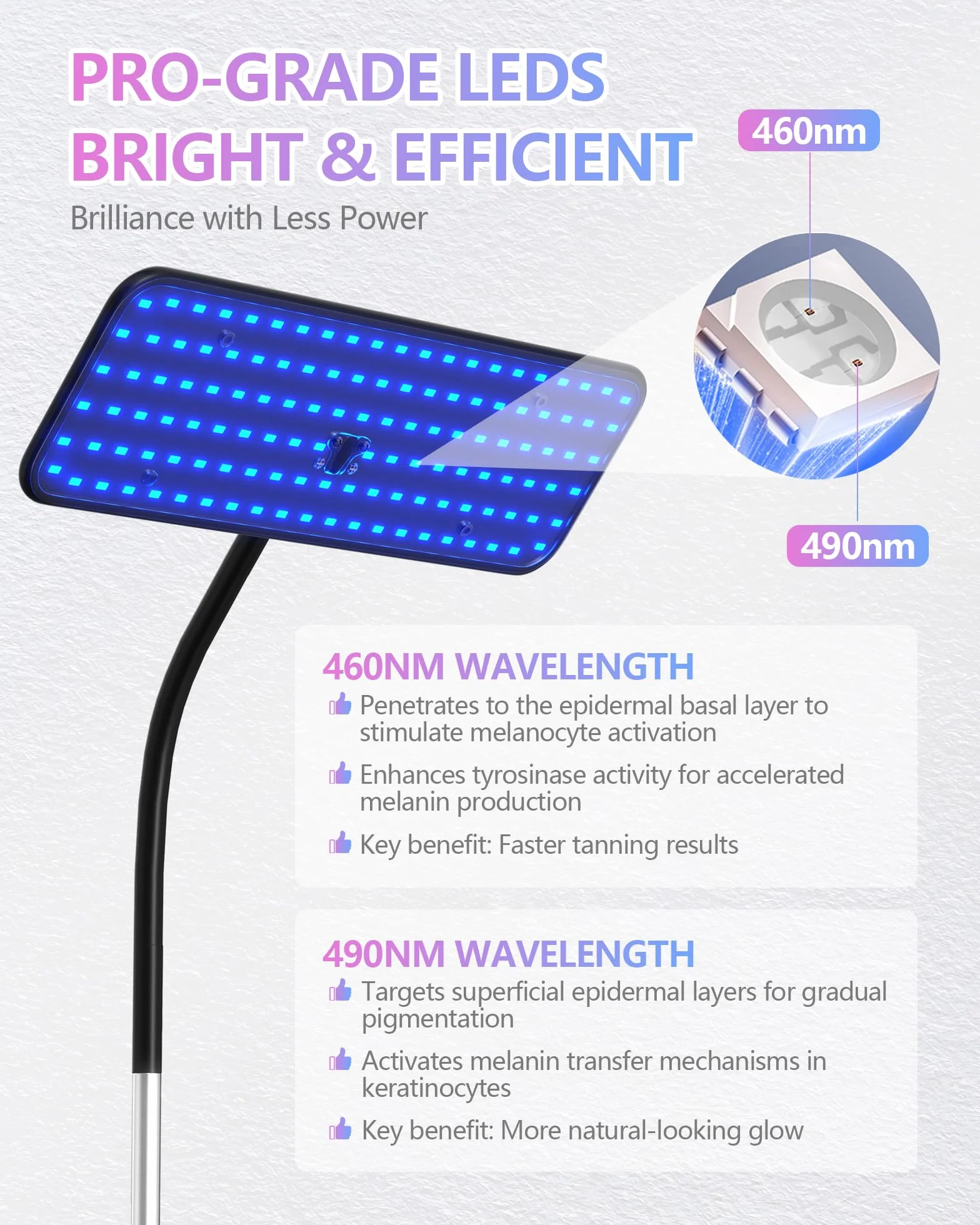 Solarium do domu 50 W lampa do opalania z opuszczanym cokołem 225 szt. 460 NM + 490 NM