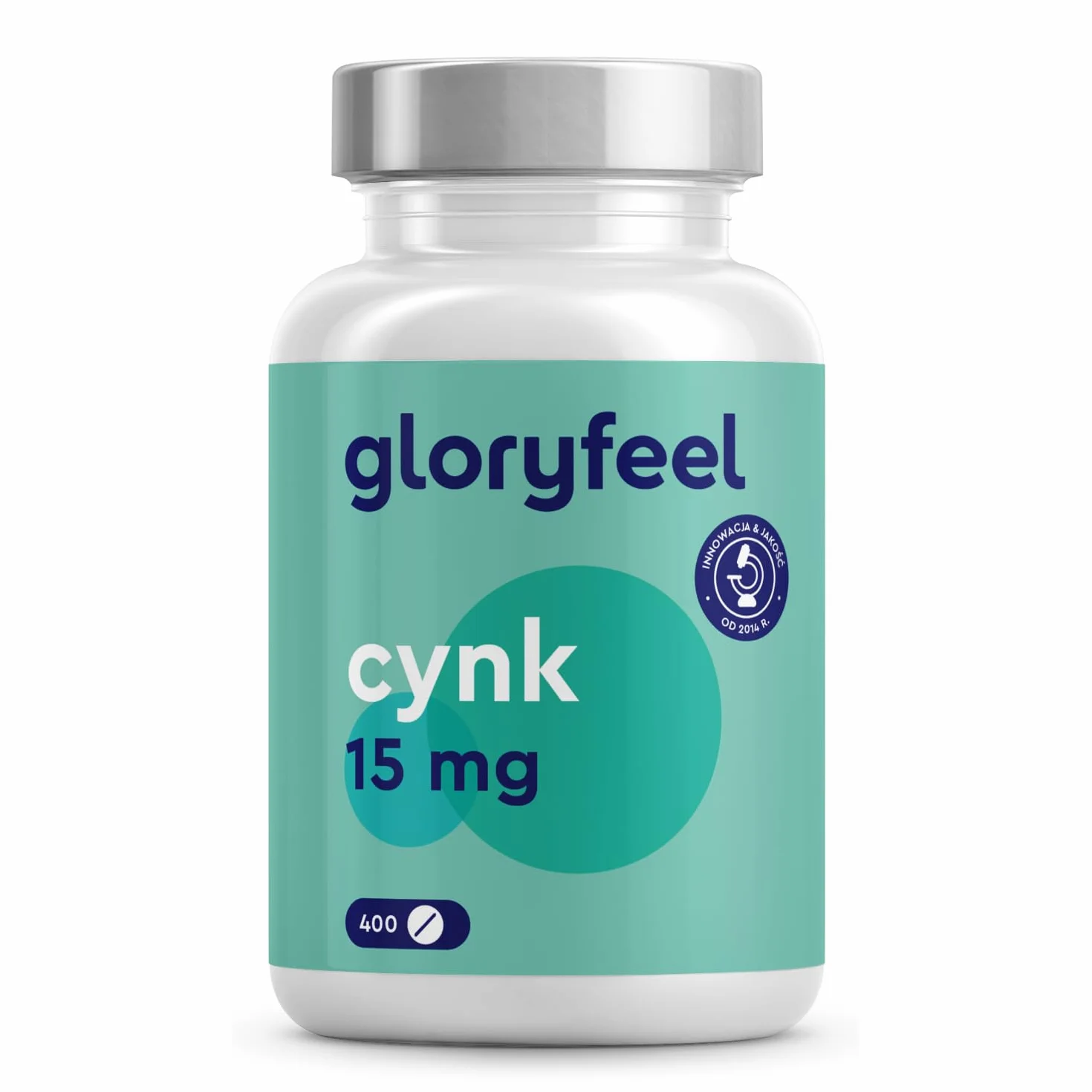 Cynk - 400 tabletek (13 miesięcy) - Optymalne dawkowanie - Wysoko przyswajalny glukonian cynku - Czysty cynk 100% wegański, testowany laboratoryjnie - Wyprodukowany w Niemczech bez dodatków