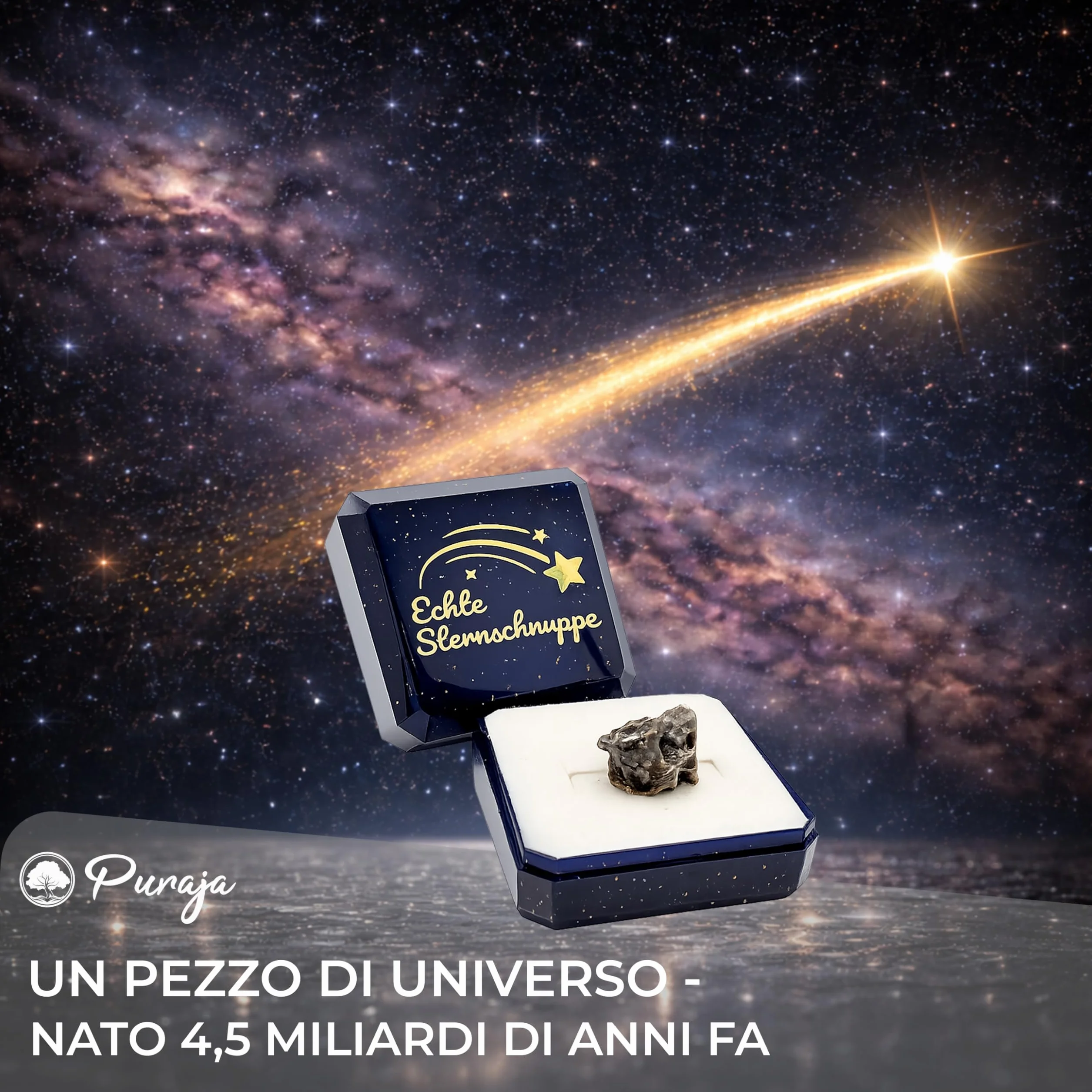 PURAJA Meteoryt | prawdziwa spadająca gwiazda z certyfikatem | prezent na urodziny, ślub, rocznicę | talizman szczęścia