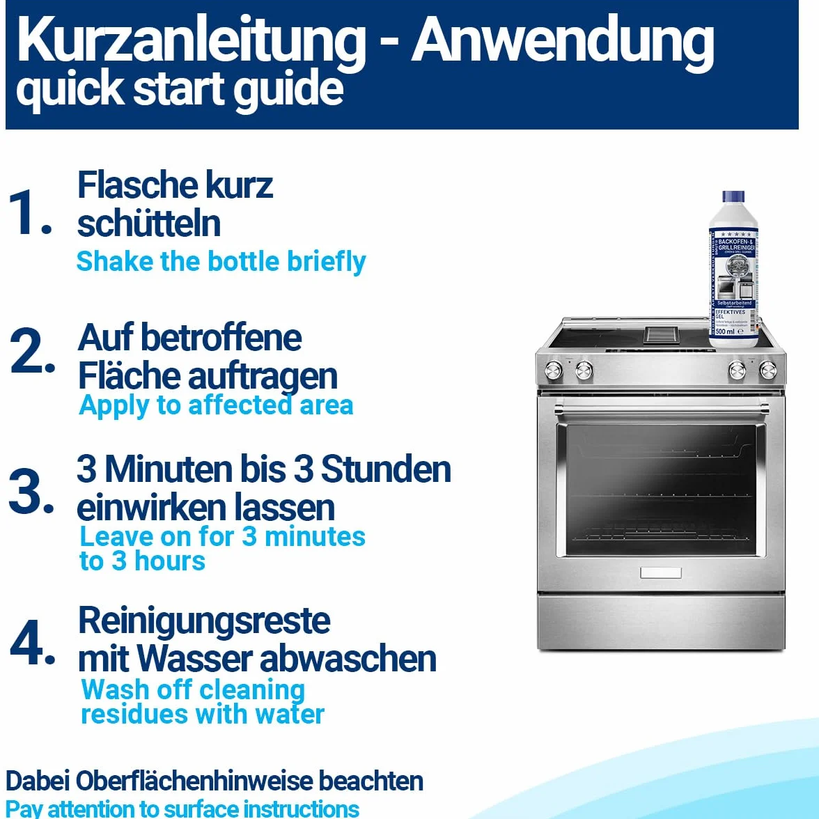 Środek czyszczący do piekarnika extra mocny 3x500ml z pędzelkiem i ściereczką mikrofibry