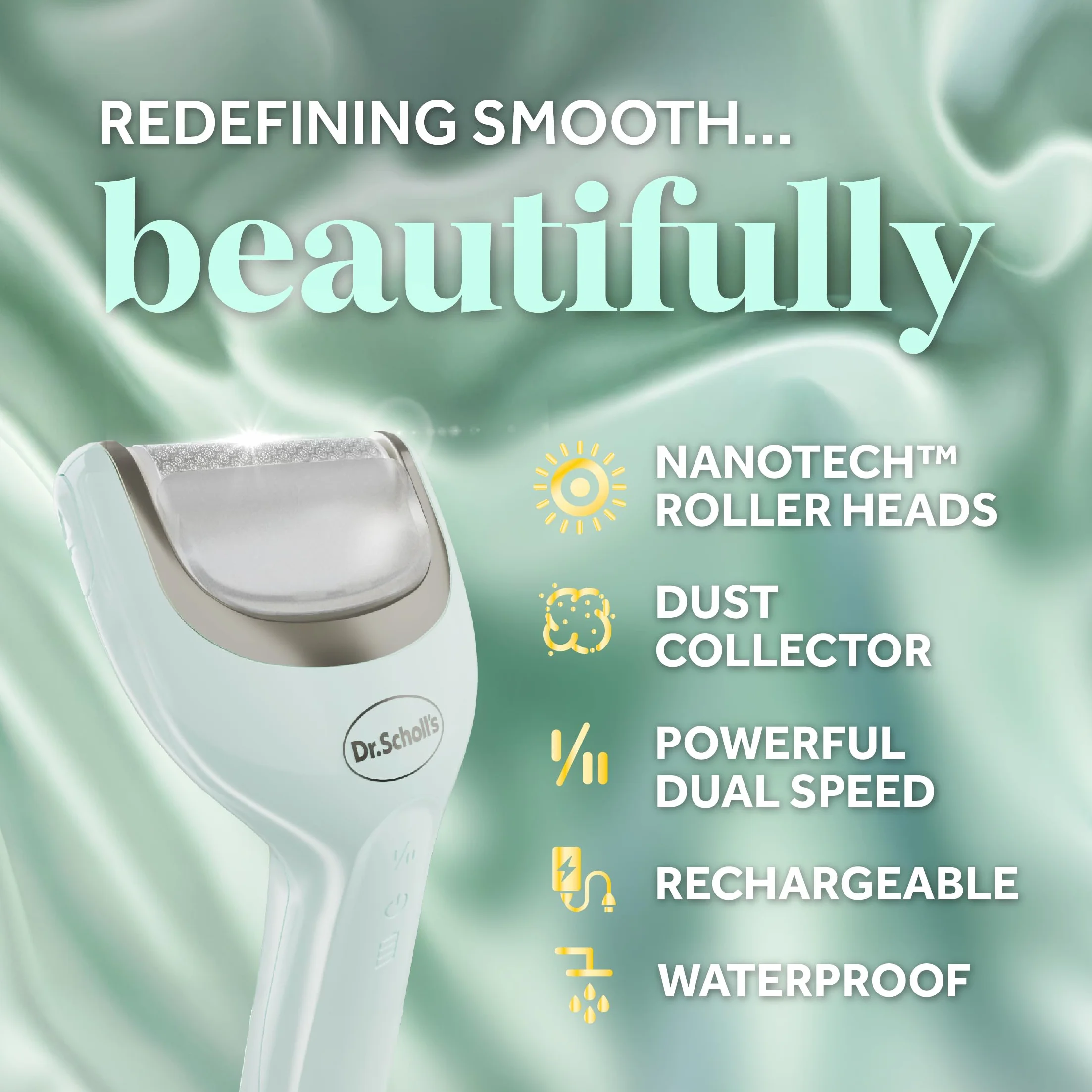 Dr. Scholl's Pedi Perfect Pro profesjonalny elektryczny pedicure do stóp, wodoodporny, akumulatorowy, 3 głowice