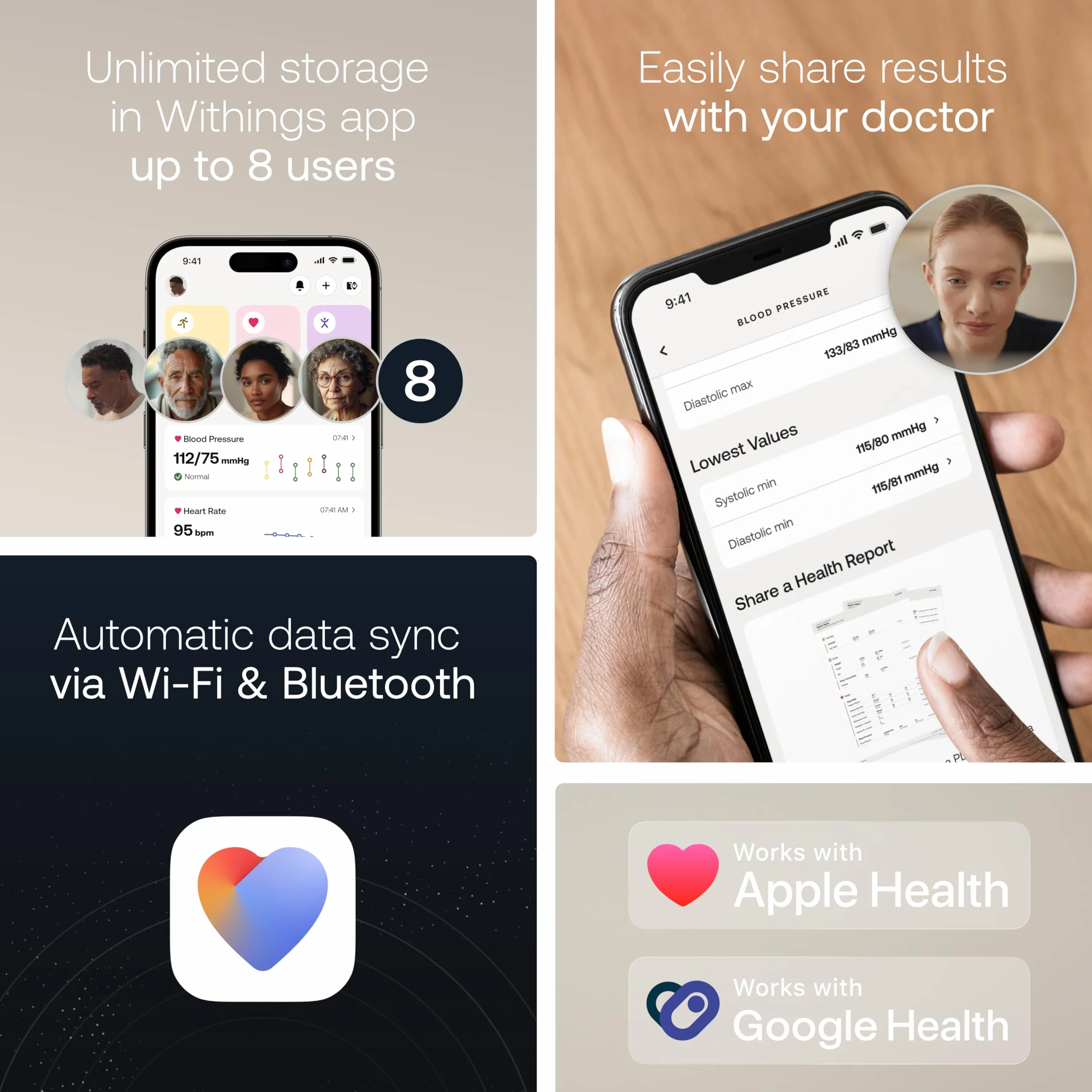 Withings BPM Vision Inteligentny Naramienny Ciśnieniomierz z EKG i Wykrywaniem Migotania Przedsionków iOS Android