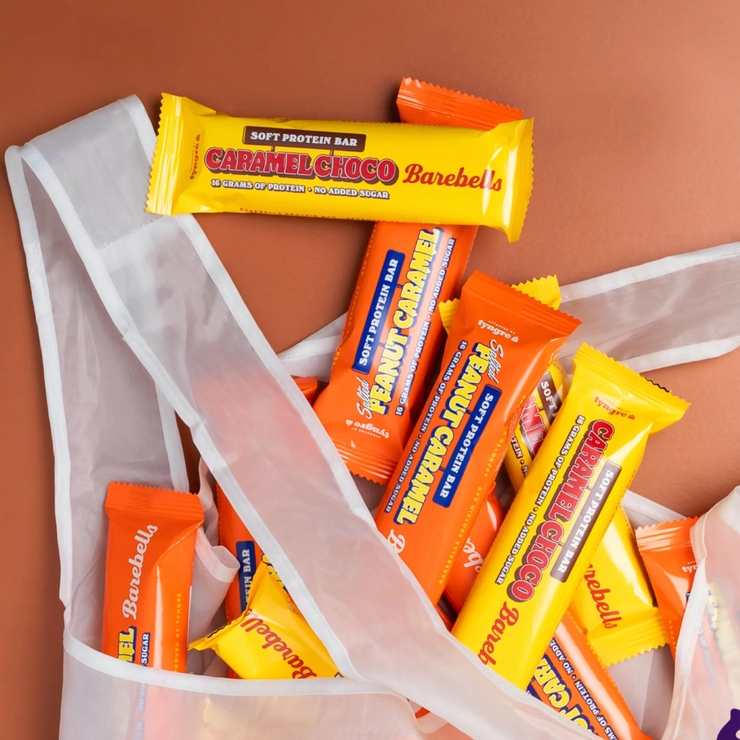 Barebells Soft Protein Bar batonik proteinowy niskiej zawartości cukru karmelowy Choc 12 x 55 g