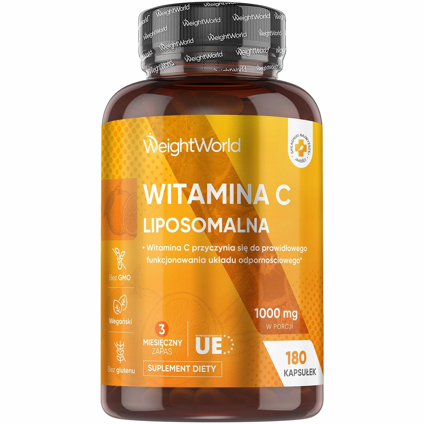 Witamina C liposomalna 1000 mg 180 kapsułek z dziką różą wegański bez GMO
