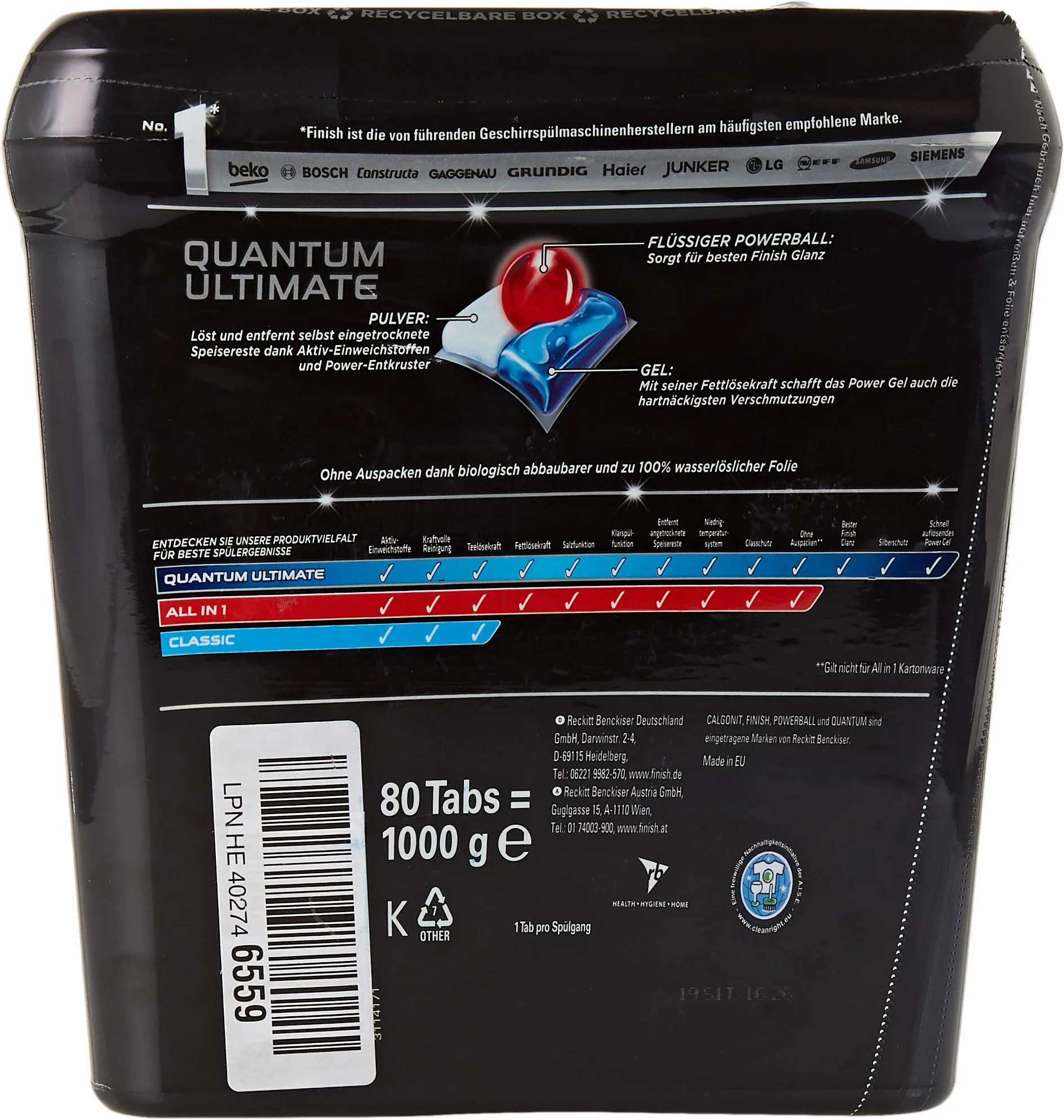 Finish Quantum Ultimate Regularne tabletki do mycia naczyń