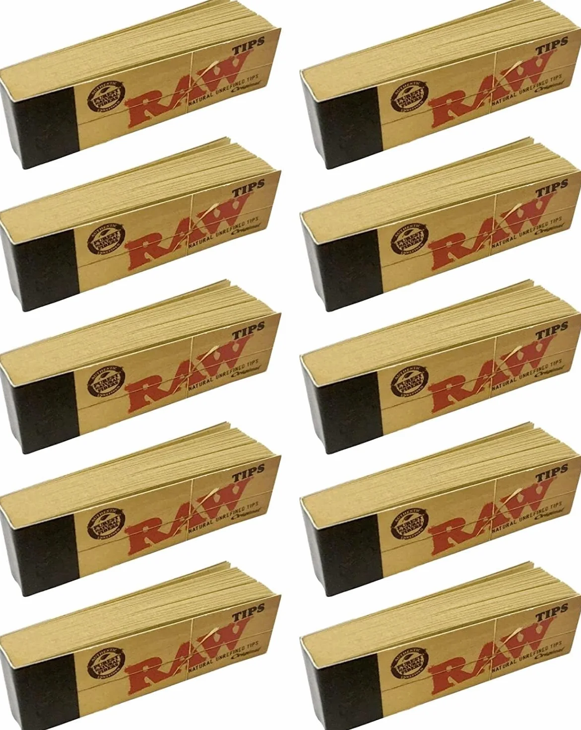 Raw Papier do papierosów, filtry RawTip brązowe 10x50