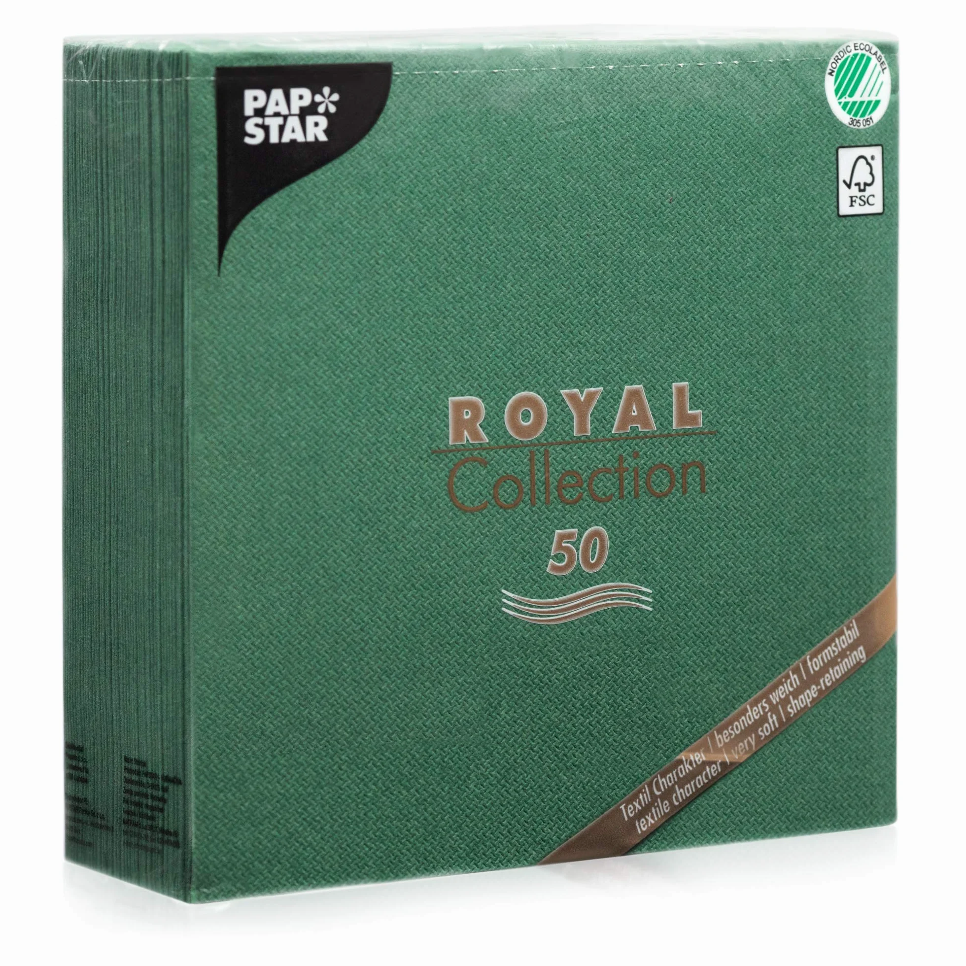 50 serwetek "ROYAL Collection" składane 1/4 40 cm x 40 cm ciemnozielone