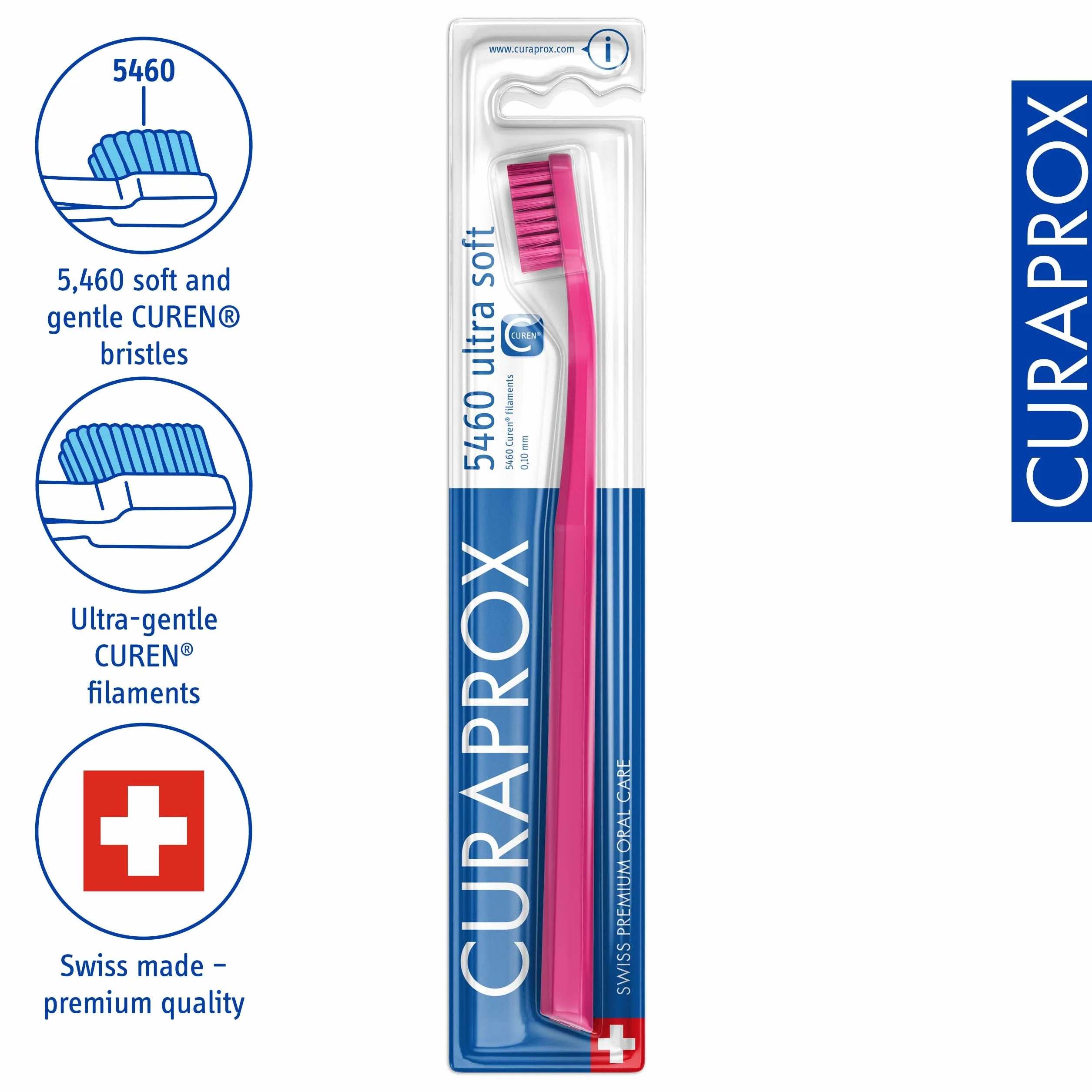 Curaprox CS 5460 Ultra-miękka szczoteczka do zębów Super Miękkie włosie Curen® Magenta