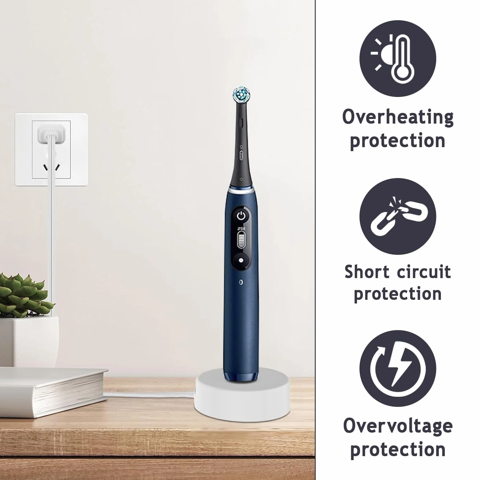 Ładowarka do Oral-B IO7 IO8 IO9, stacja ładująca model 3768 kompatybilna z Oral-B IO serii 7, 8 i 9, wtyczka nieeuropejska