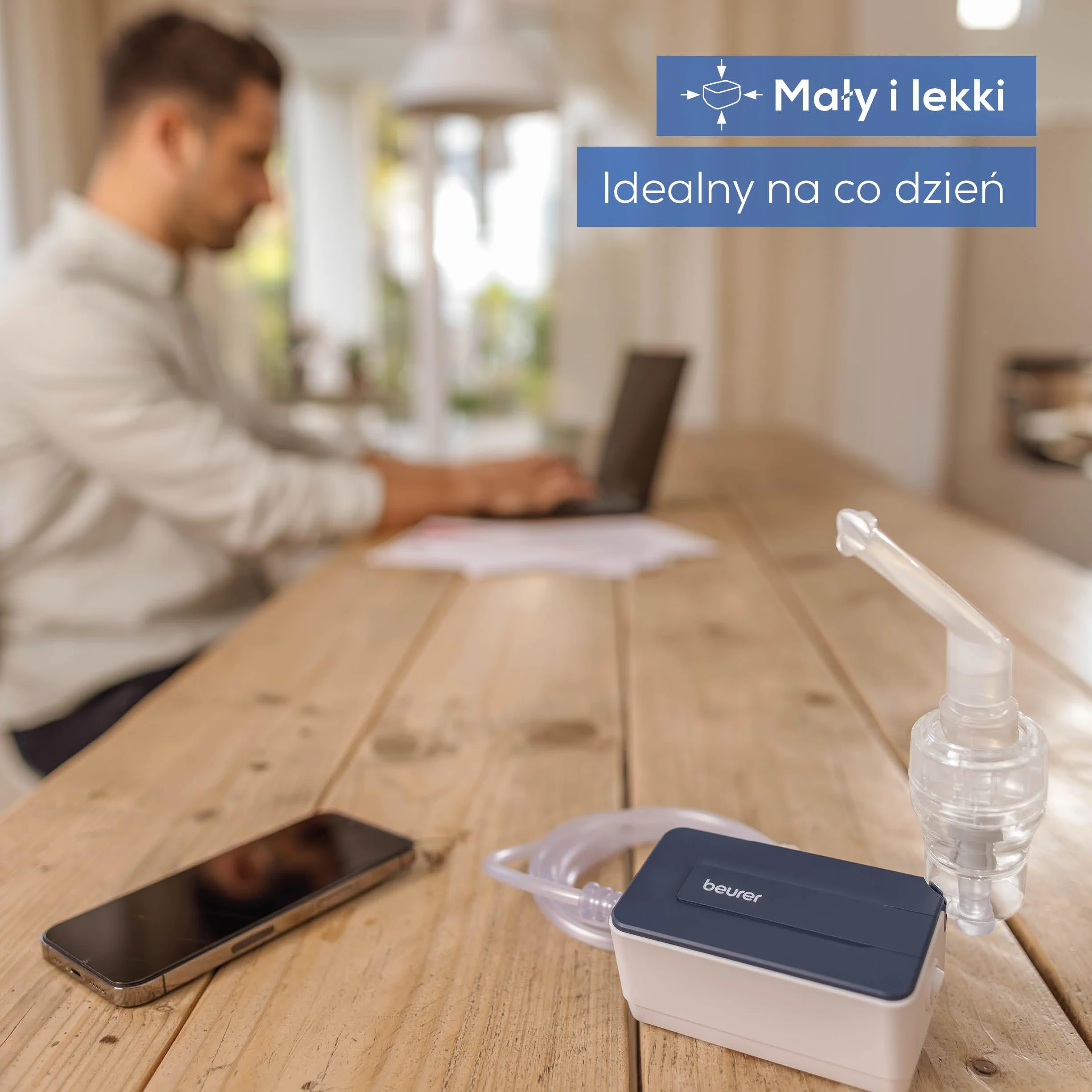 Beurer IH 15 inhalator, do inhalacji przy przeziębieniach i chorobach dróg oddechowych, do nebulizacji leków, mały, lekki, obsługa jednym przyciskiem, idealny na co dzień
