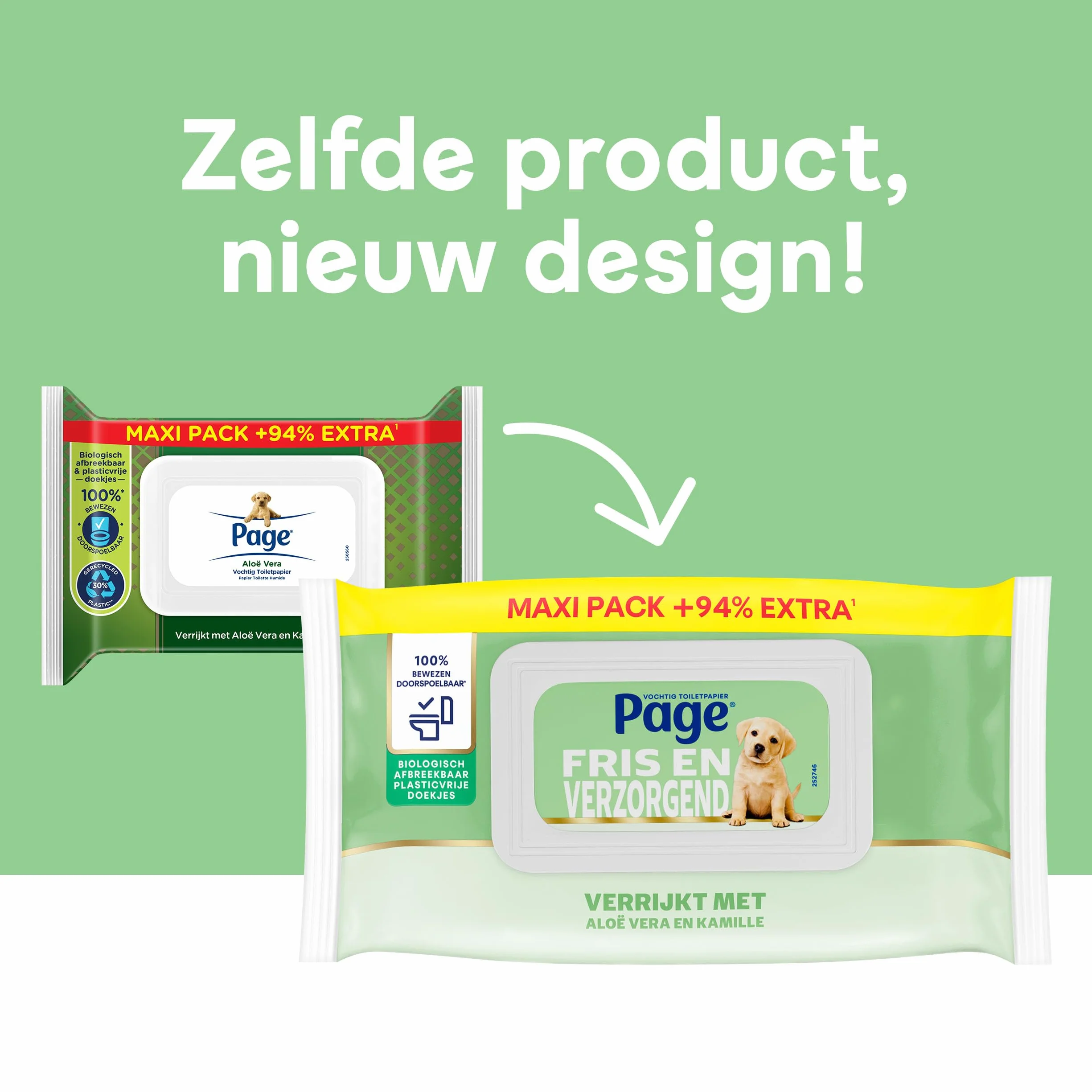Page Wilgotny papier toaletowy, Aloe Vera Maxipack, 444 szt. (6 x 74 sztuk) - opakowanie
