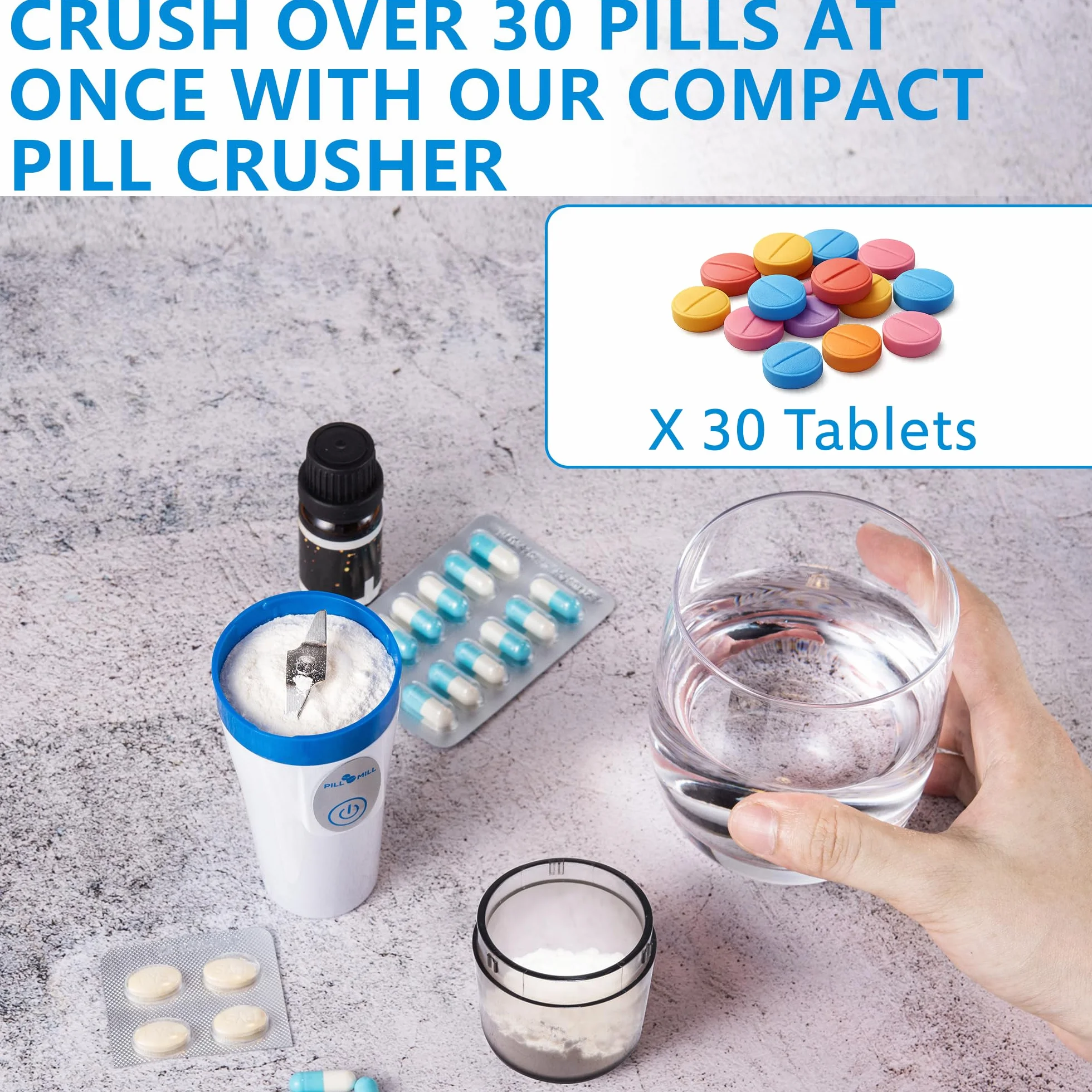 Pill Mill elektryczna kruszarka do tabletek drobny proszek młynek do tabletek