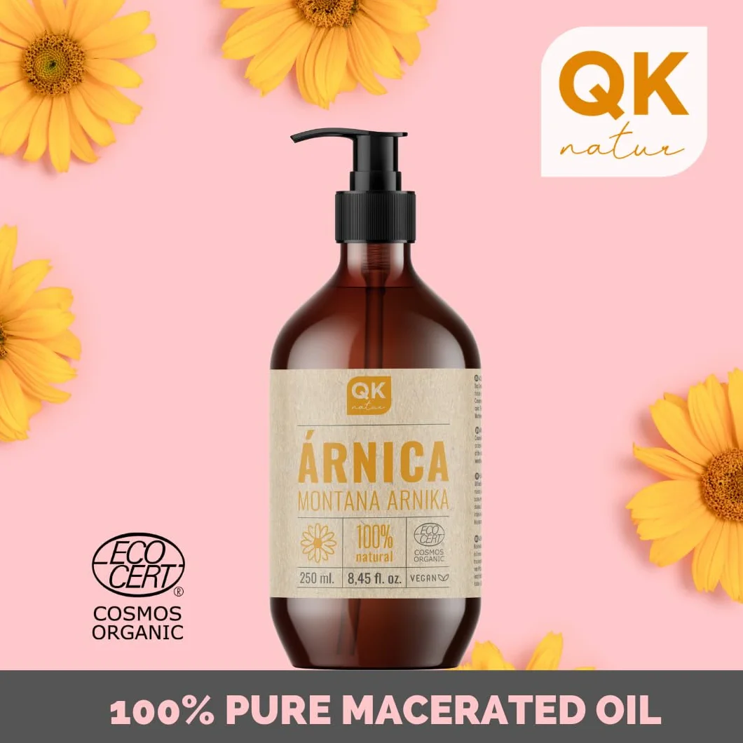 QKnatur ARNICA - Macerowany olejek z arniki Montana 100% czysty - BIO - Organiczny - Roślinny - 250 ml