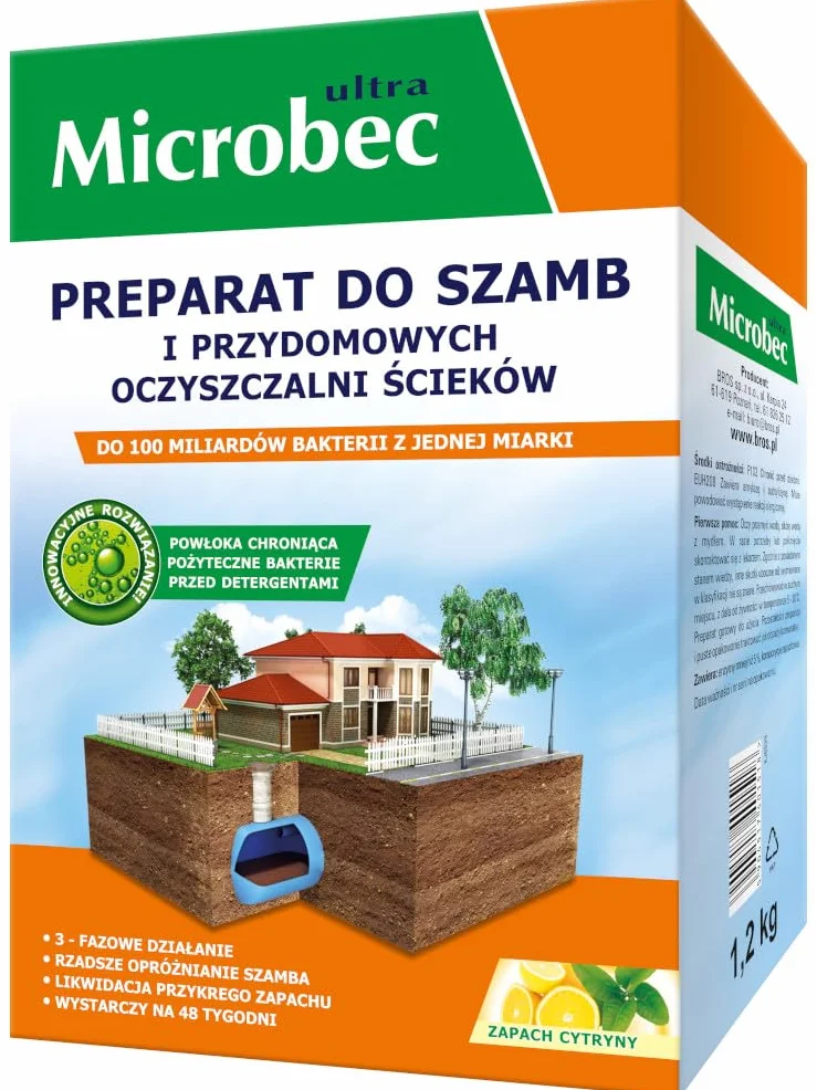 Środek czyszczący i aktywator bakterii do szamb, oczyszczalni ścieków, 1,2 kg, usuwa nieprzyjemne zapachy