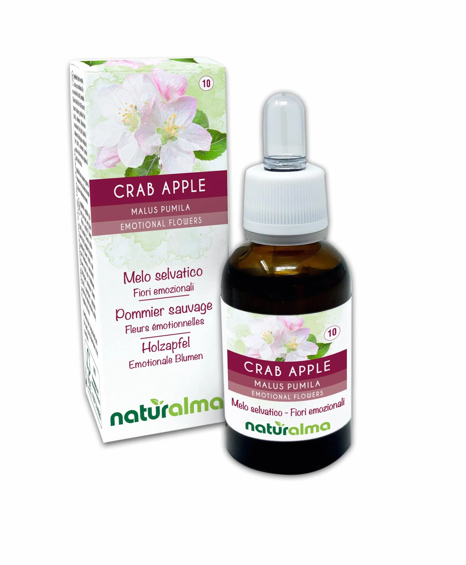 Crab apple lub Jabłoń płonka (Malus pumila) Kwiaty emocji lub Kwiaty Bacha Naturalma - Krople 30 ml - Płynny ekstrakt bezalkoholowy - Esencje kwiatowe - Wegański