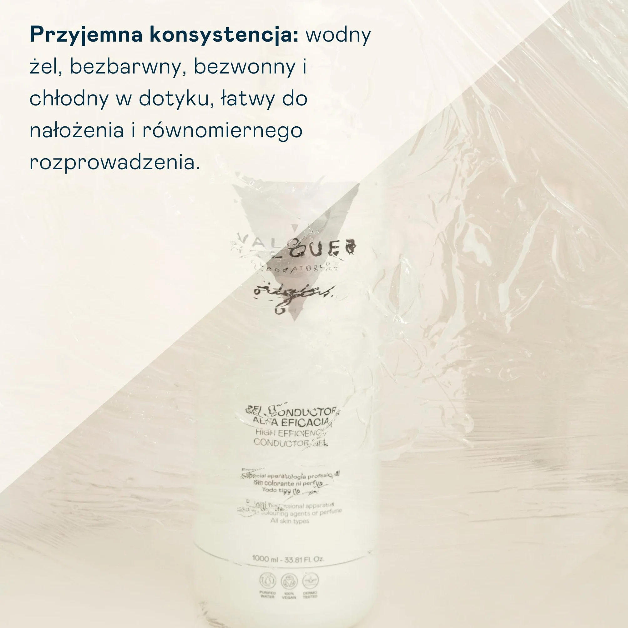 VALQUER Żel Przewodzący do Ultradźwięków Twarz i Ciało | Profesjonalny do Radiofrekwencji RF IPL Laser Mikroprądów i Kawitacji | Wodny Bezbarwny Bezzapachowy | 1 L