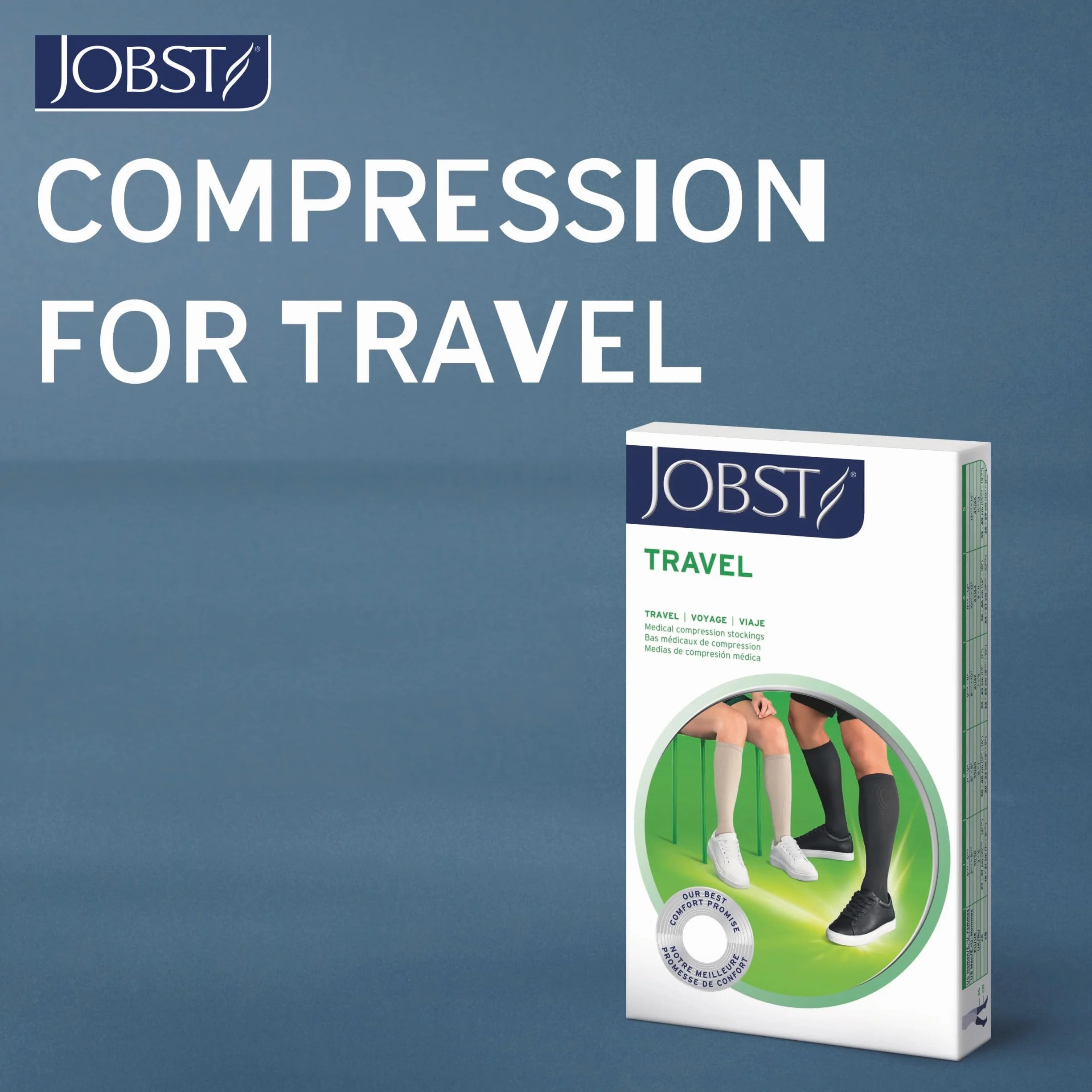 JOBST Pończochy podróżne przeciwzakrzepowe, czarne, rozmiar 4, bawełna 33%