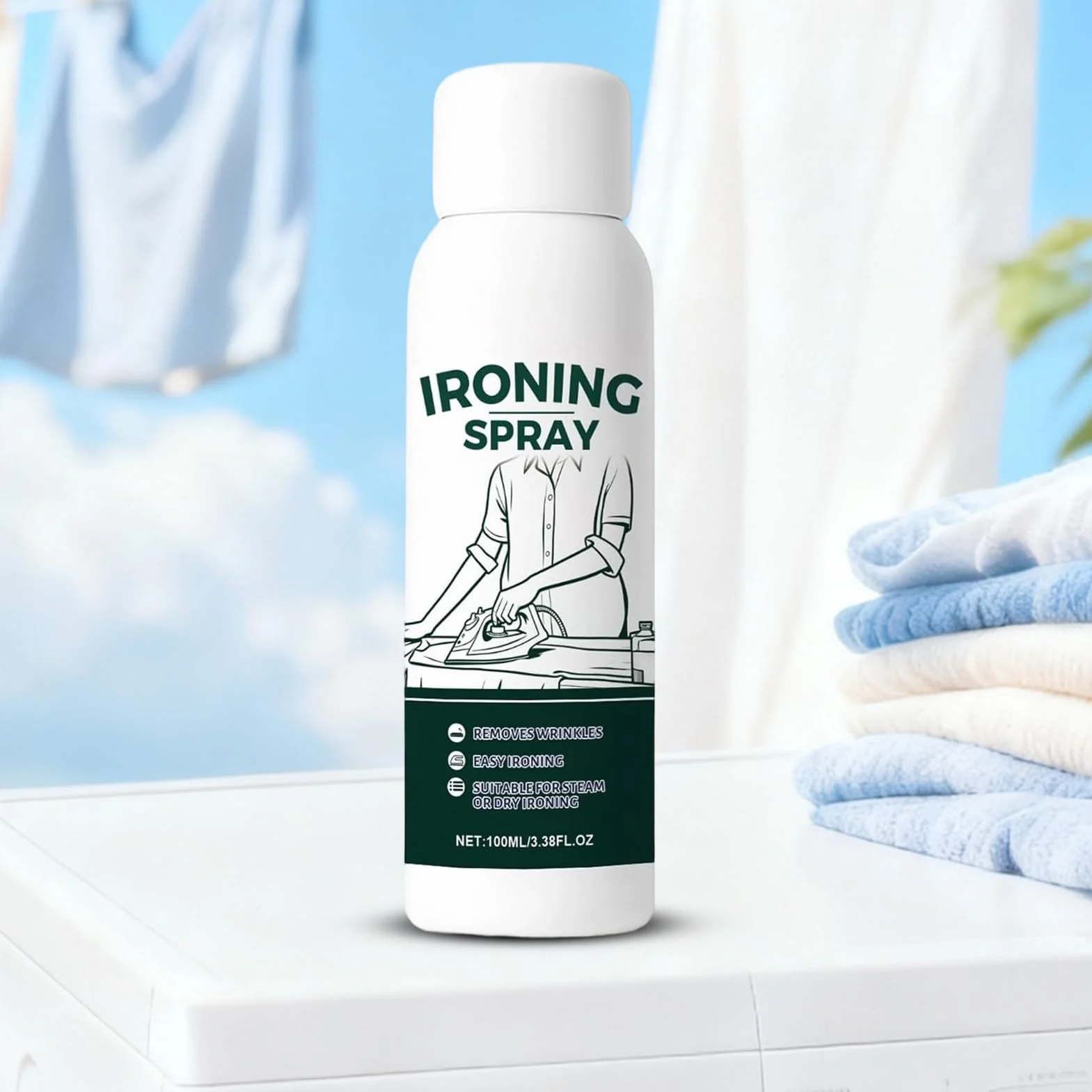 Fabric Iron Starch Spray 100 ml Travel Size Heavy Hold Remover for Cotton Wool Linen Polyester Silk