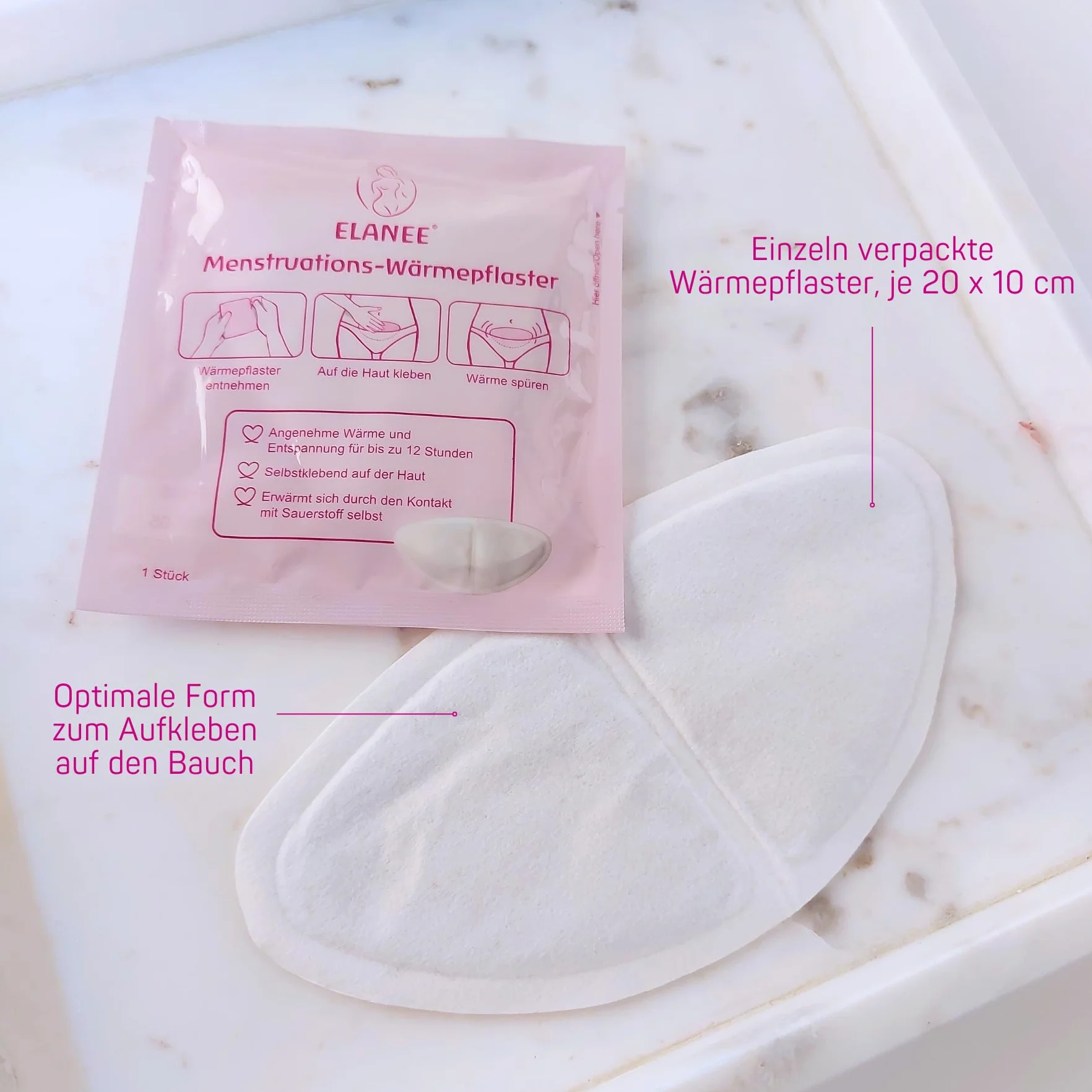ELANEE Plastry rozgrzewające menstruacyjne 10 sztuk, 12 godzin ciepła