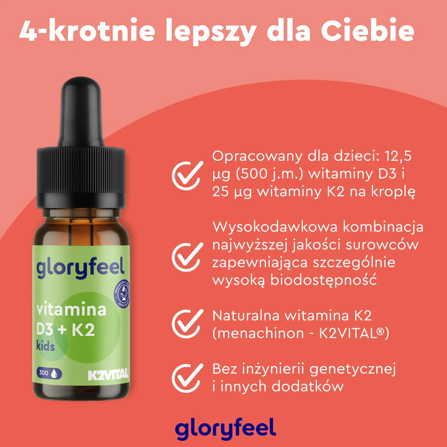 Witamina D3 K2 krople dla dzieci 25 µg K2VITAL® 500 j.m. witaminy D wegańskie 10 miesięcy zapasu