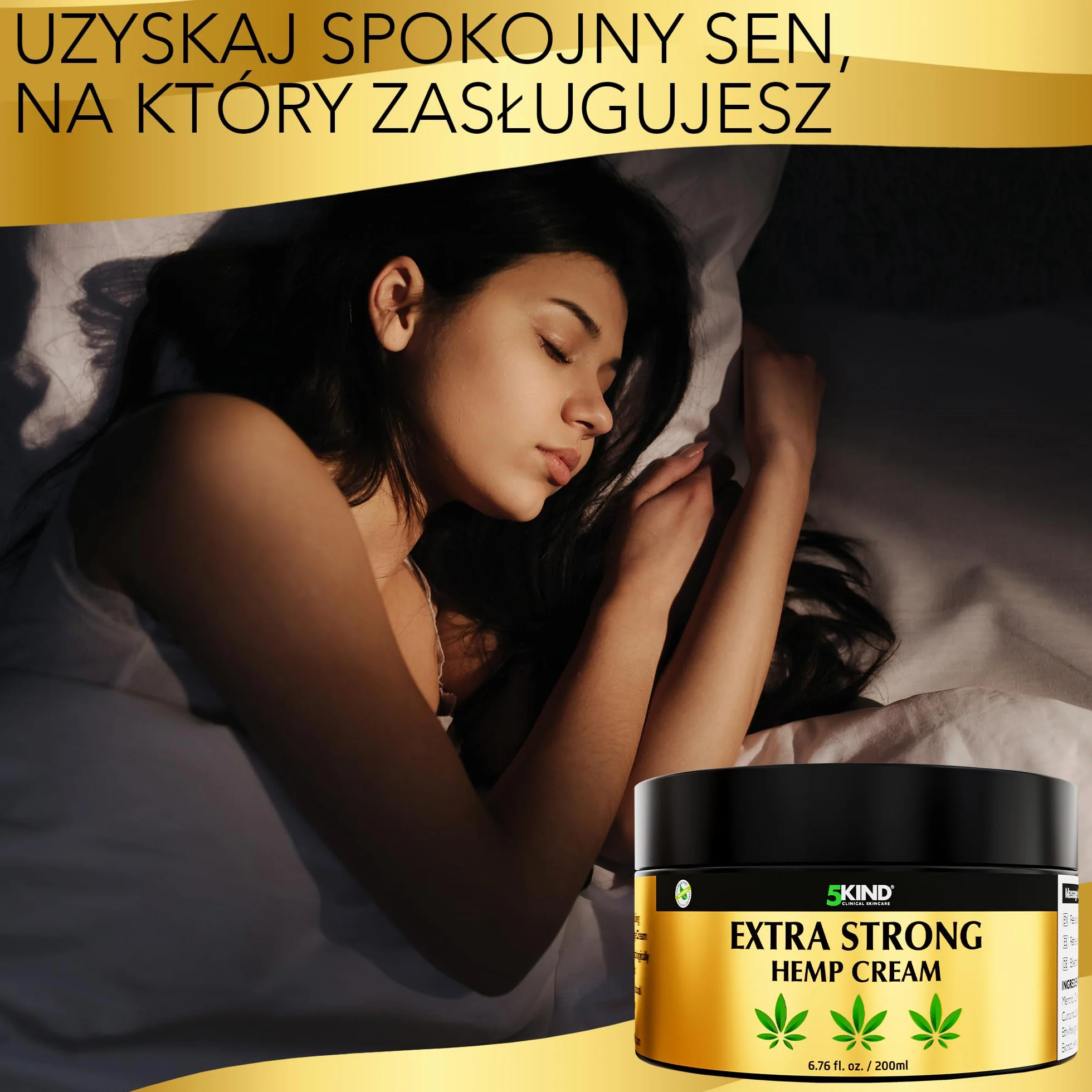 5kind Ekstra Mocny Krem Konopny 200ml - Silny Olej Konopny i Krem Arnikowy do Masażu Stawów i Mięśni