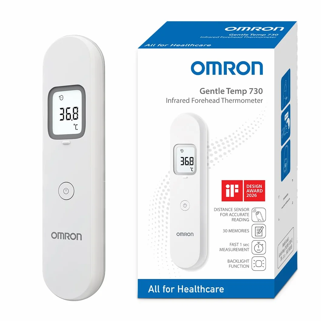 OMRON Gentle Temp 730 Cyfrowy Termometr na Podczerwień dla Noworodków, Dzieci i Dorosłych, Termometr Bezdotykowy z Błyskawicznym i Dokładnym Pomiarem Temperatury z Czoła w 1 sekundę