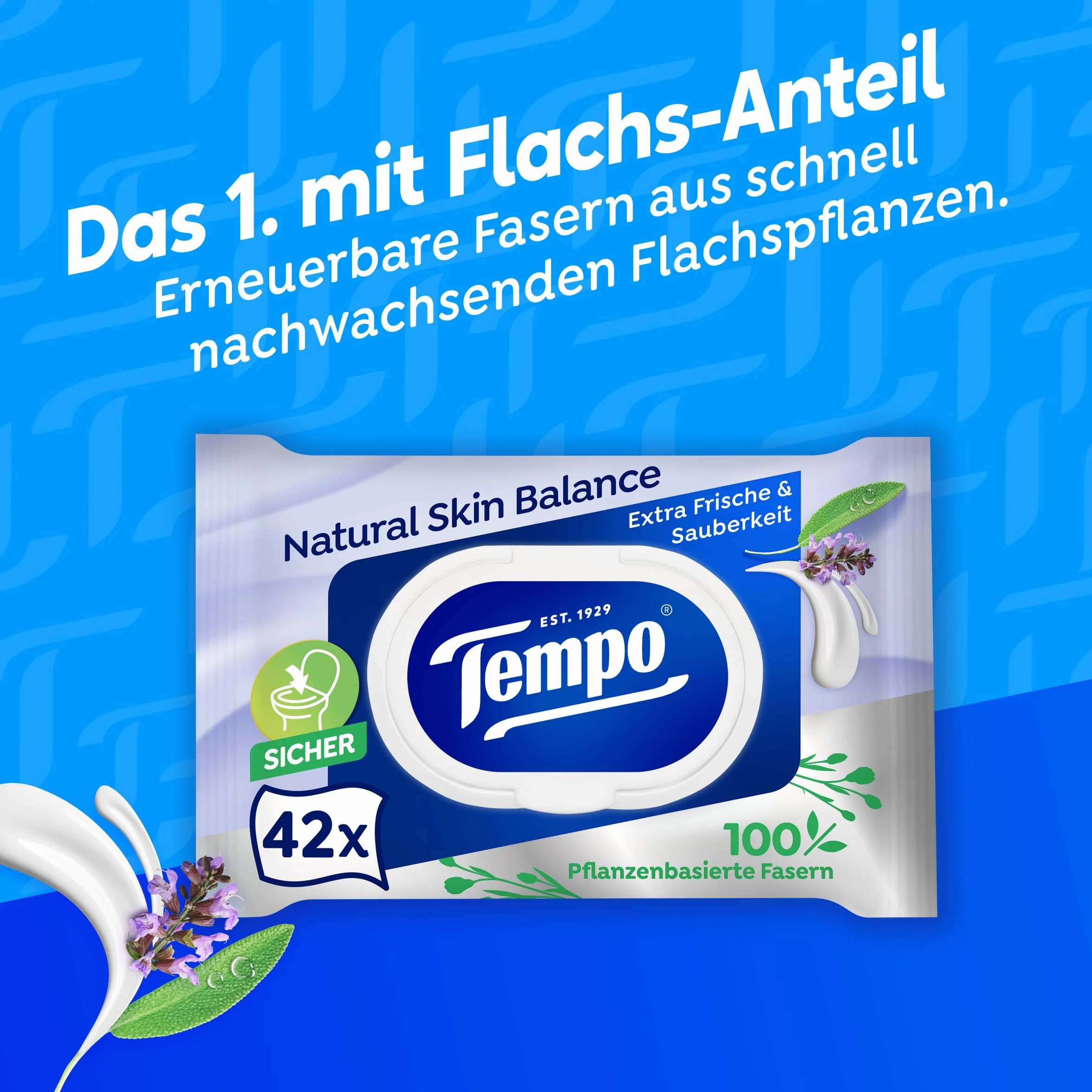 Tempo Papier toaletowy, wilgotny, Natural Skin Balance, (16 opakowań x 42 arkusze), duże opakowanie