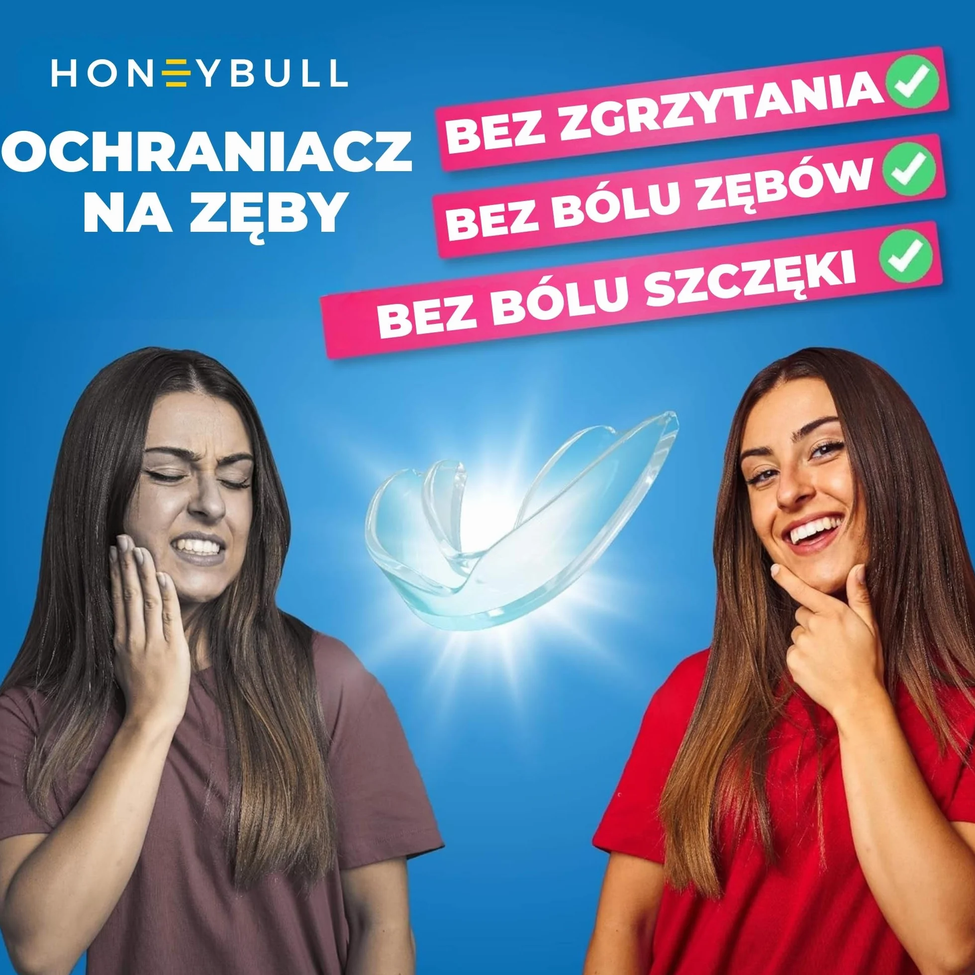 HONEYBULL Maski do szlifowania na bruksizm, taca wybielająca, osłona, mieszanka, 6 sztuk