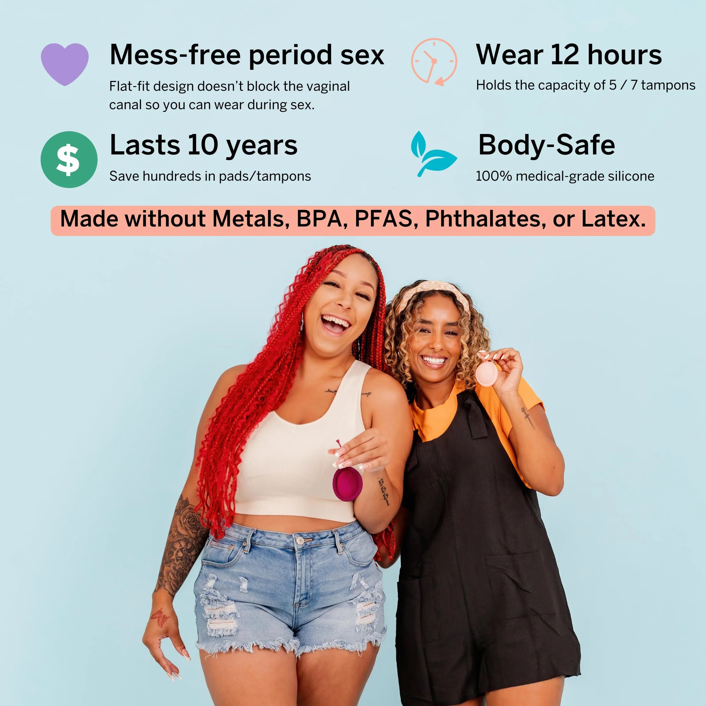 Dyski menstruacyjne ze sterylizatorem – miękkie i wielokrotnego użytku – miejsce 1 dla komfortu – zabija 99,9% zarazków – czyści w 3 minuty – kompaktowy zestaw do czyszczenia