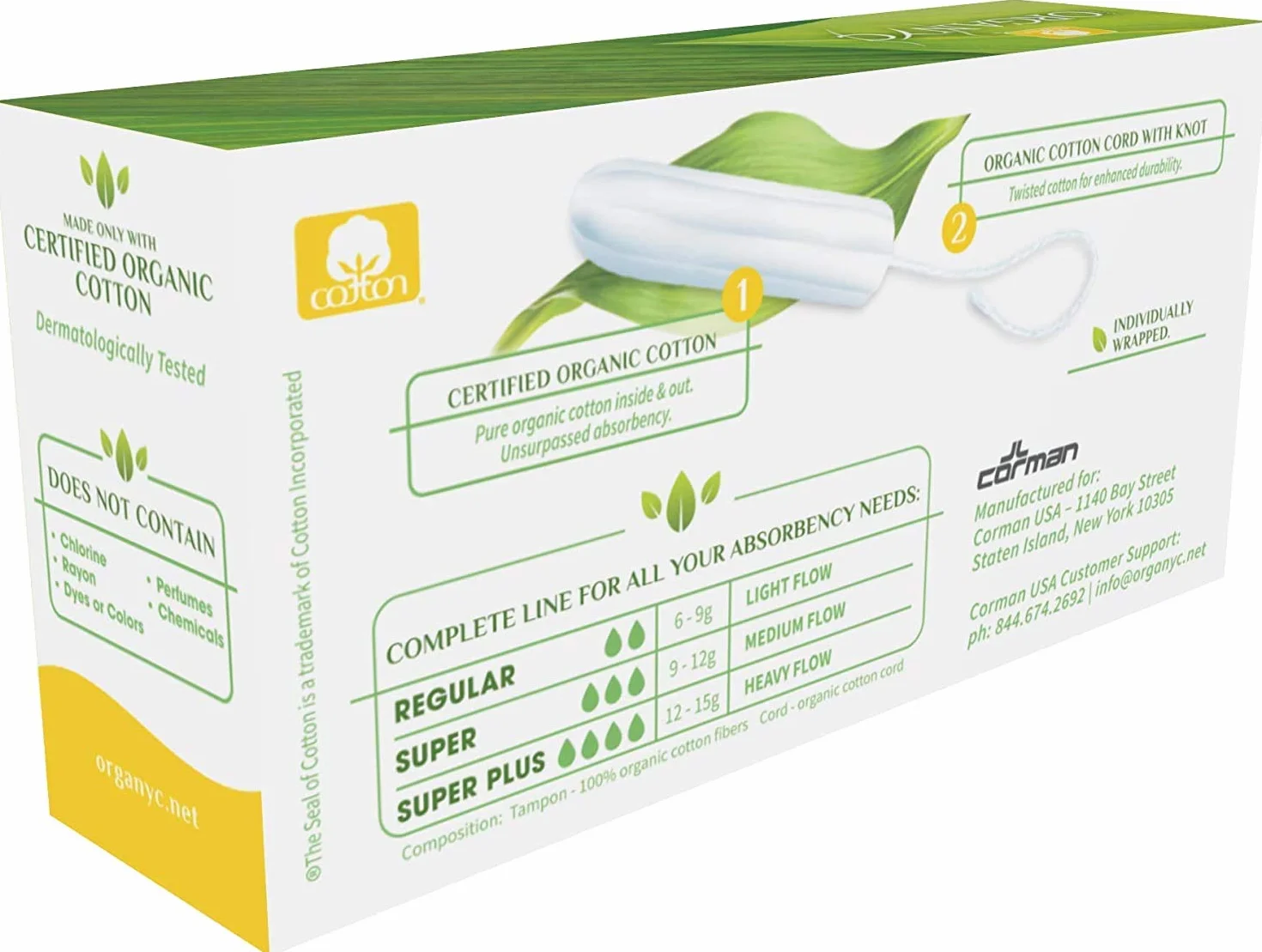 Organyc Tampons Regular ze 100% bawełny biologicznej 4 sztuki