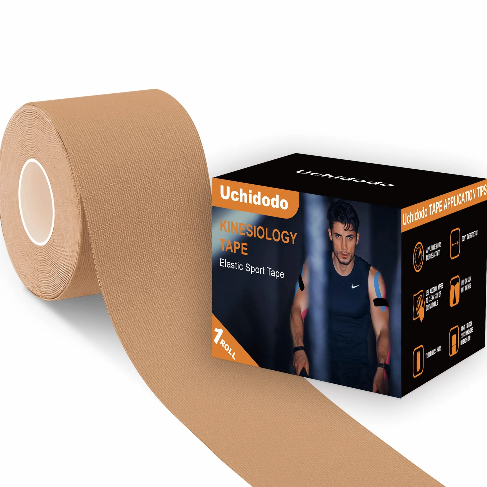 Kinesiotapes,Taśma Kinezjologiczna,5m x 5cm Wodoodporne i Elastyczne Przyjazne dla Skóry Taśmy Kinesio,Taśma Fizjofizyczna,do Sportu,na Kolana,Ramiona i łokcie,Opaski do Napinania Mięśni (beż)
