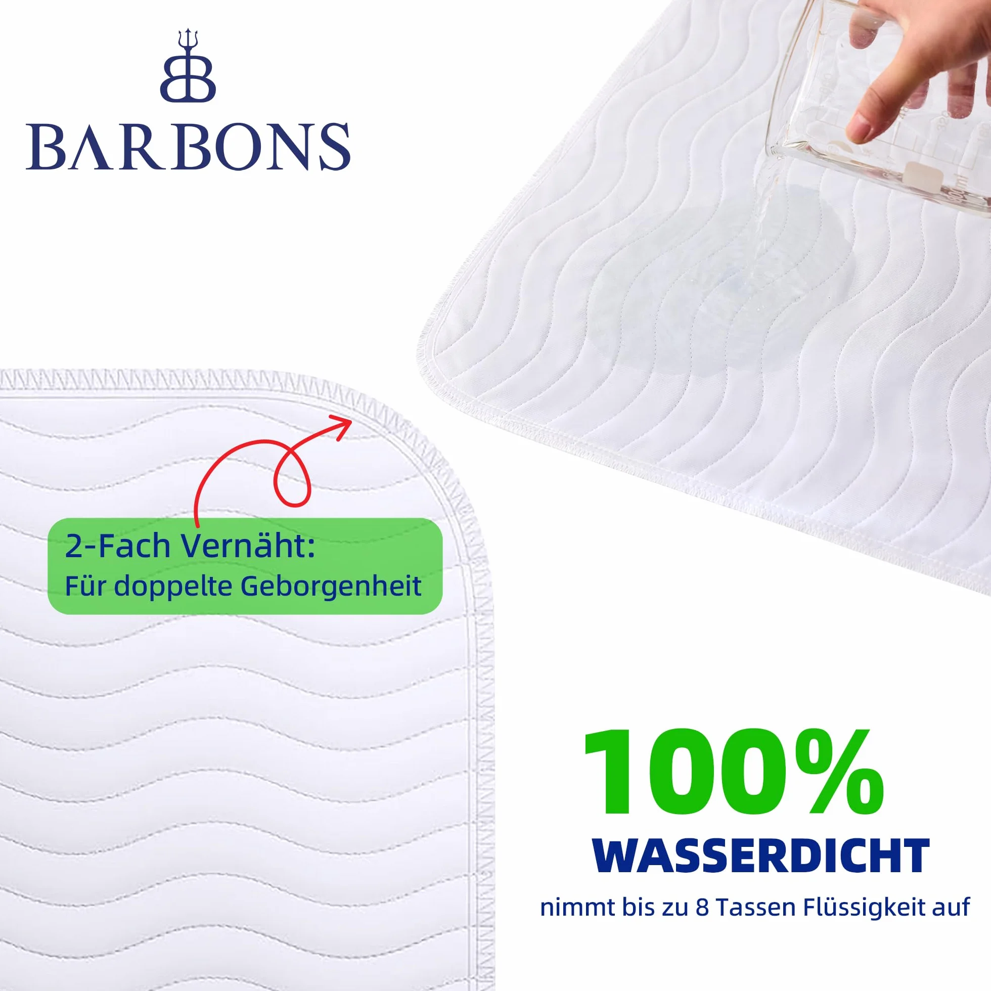 Barbons Podkładka na materac dla osób nietrzymanych moczu, nadaje się do prania, ochrona materaca 40 x 50 cm, wodoszczelna nakładka na łóżko i materac (40 x 50 cm)