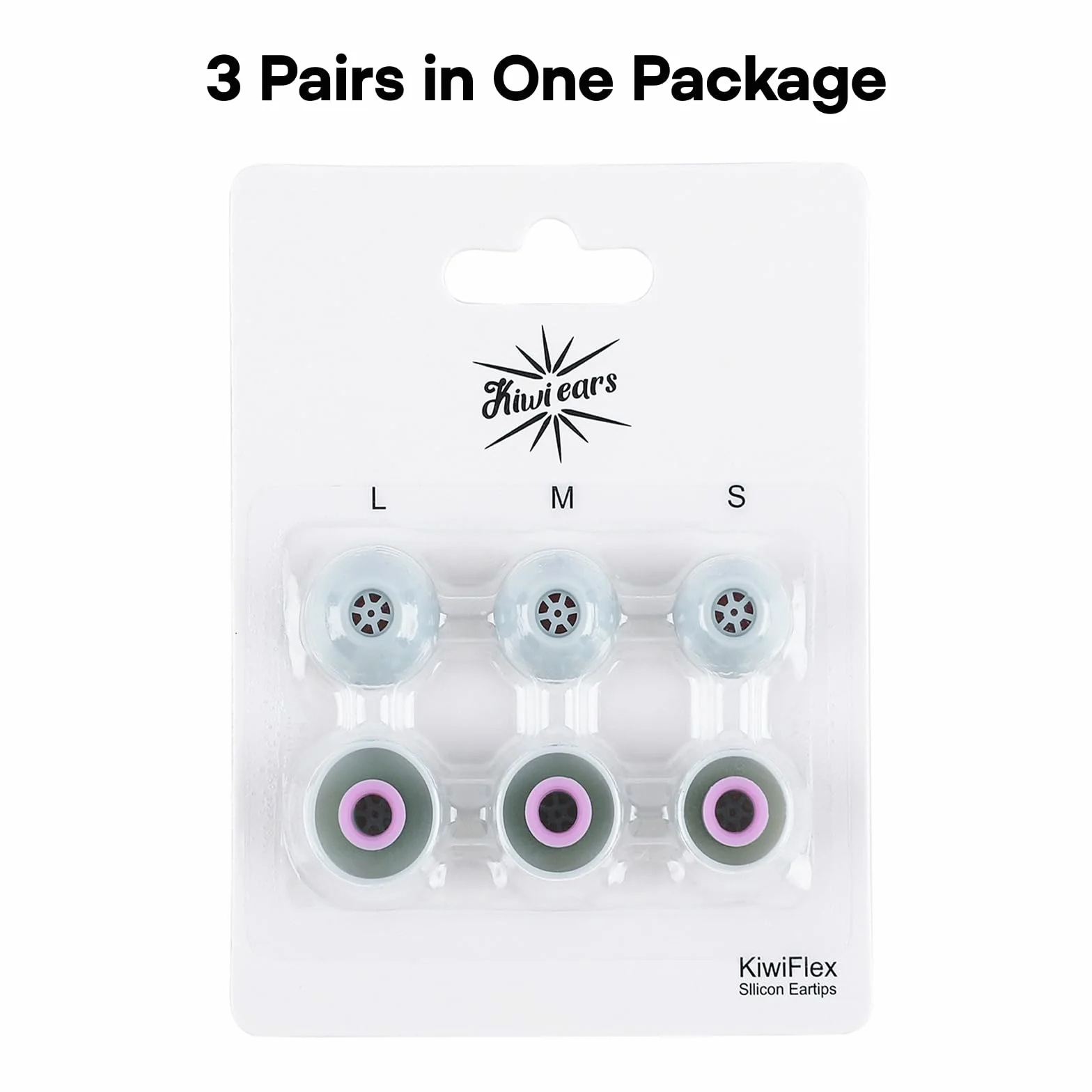 Linsoul Kiwi Ears Flex zatyczki do uszu, zamiennik silikonowych końcówek IEM, 3 pary, rozmiar S/M/L, do KZ ZS10 Pro, Orchestra Lite, Cadenza słuchawki przewodowe/bezprzewodowe (szaro-różowe)
