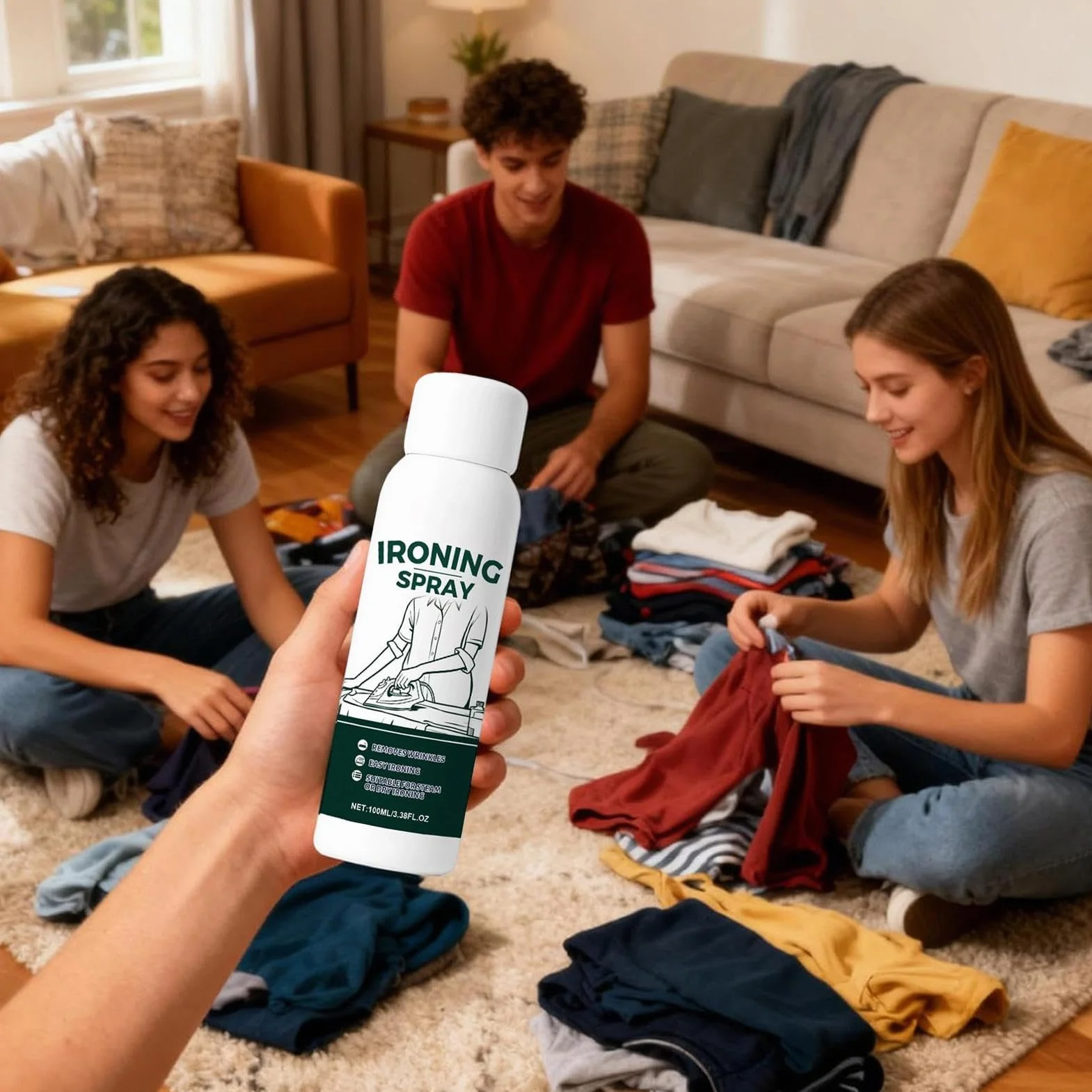 Fabric Iron Starch Spray 100 ml Travel Size Heavy Hold Remover for Cotton Wool Linen Polyester Silk