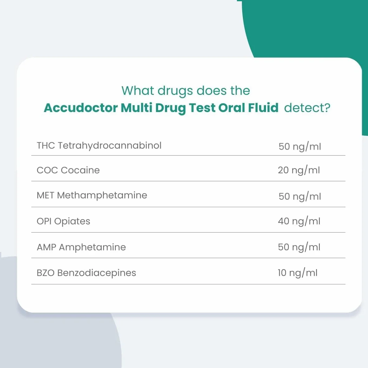 3x Test wielonarkotykowy Accudoctor 6 narkotyków w ślinie Test na THC Cannabis Kokaina Metamfetamina testy wielonarkotykowe testy na ślinę na narkotyki test na obecność narkotyków drug test testów