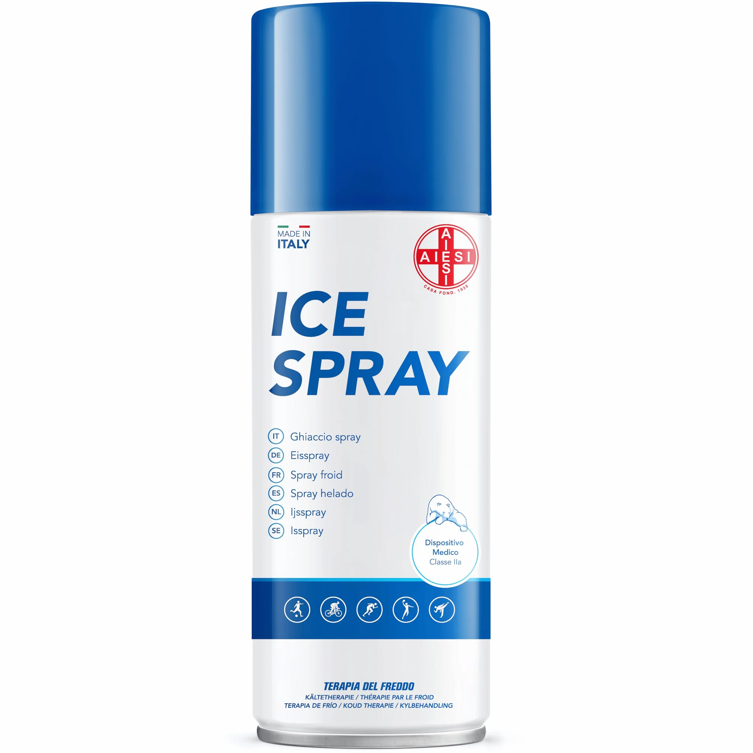AIESI® Natychmiastowy sportowy spray lodowy z MENTOLEM puszka 400 ml ICE SPRAY, Made in Italy