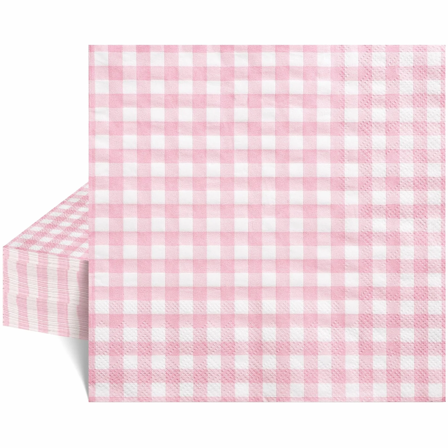 Różowe papierowe serwetki w kratkę 16,5 cm 2-warstwowe jednorazowe na wesela baby shower