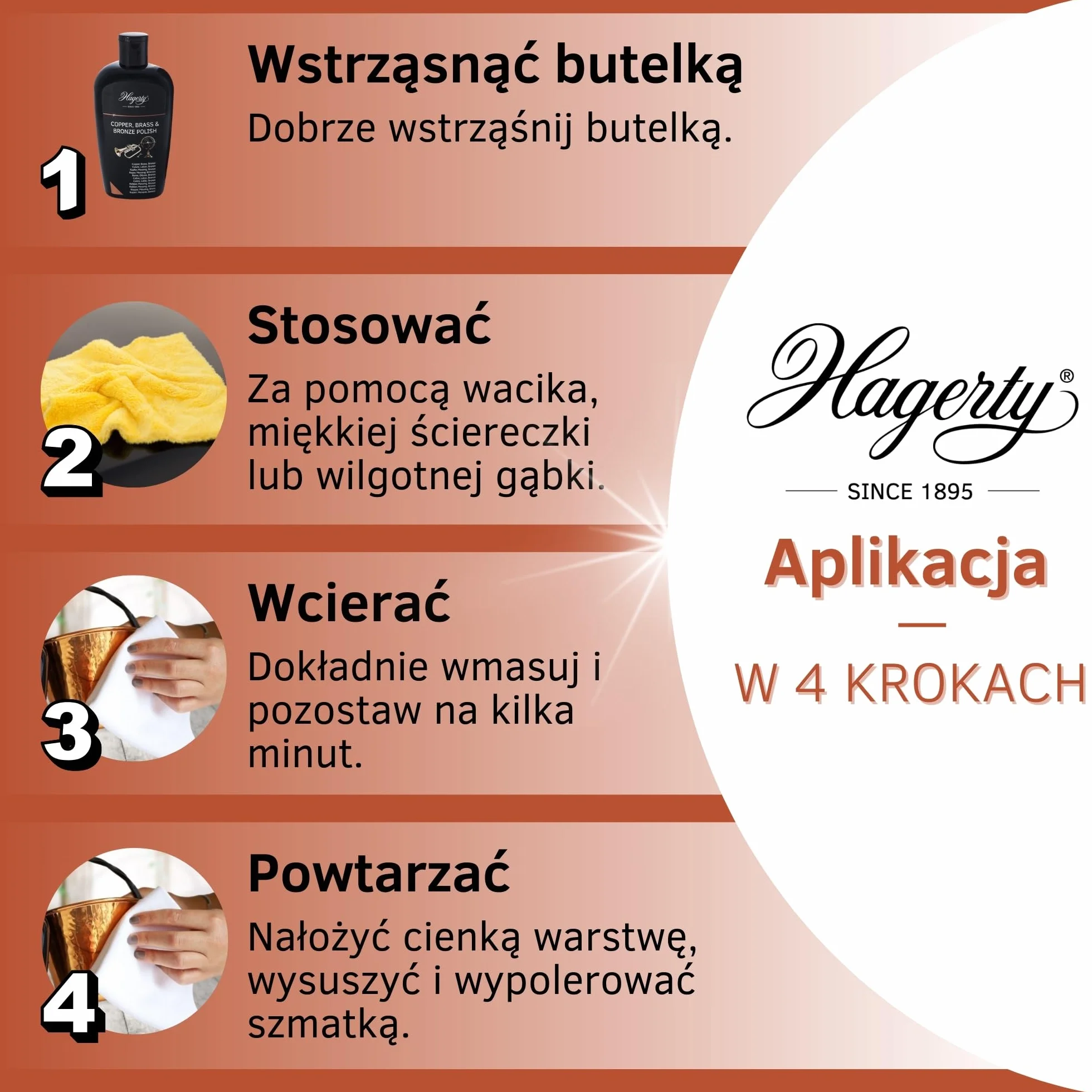 Hagerty Copper Brass & Bronze Polish 250 ml I Skuteczna politura do brązu mosiądzu i miedzi przywracająca połysk I Pasta do polerowania wazonów rzeźb miedzianych naczyń artykułów