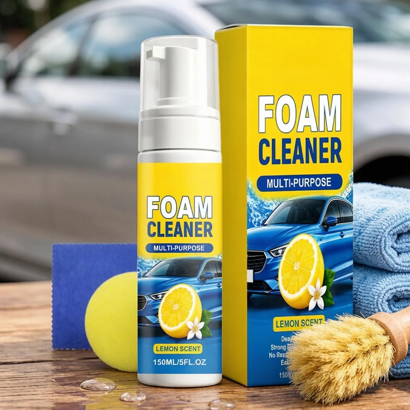 Multi Purpose Foam Cleaner, Upholstery Cleaning Spray 150 ml, All Deep Foam for Bathroom Kitchen Car Interior Countertop Toilet Furniture Use, Strong Stain Removal, Home Care Cleaning Solution