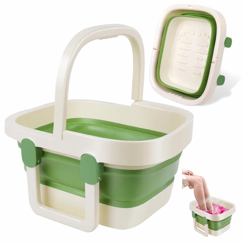 AUYAO Składana wanna do stóp wanna do stóp spa kąpiel stóp umywalka do kąpieli stóp z uchwytem do przenoszenia miska do pedicure wiadro do kąpieli stóp plastikowa wanna do kąpieli z masażerem Acupoint