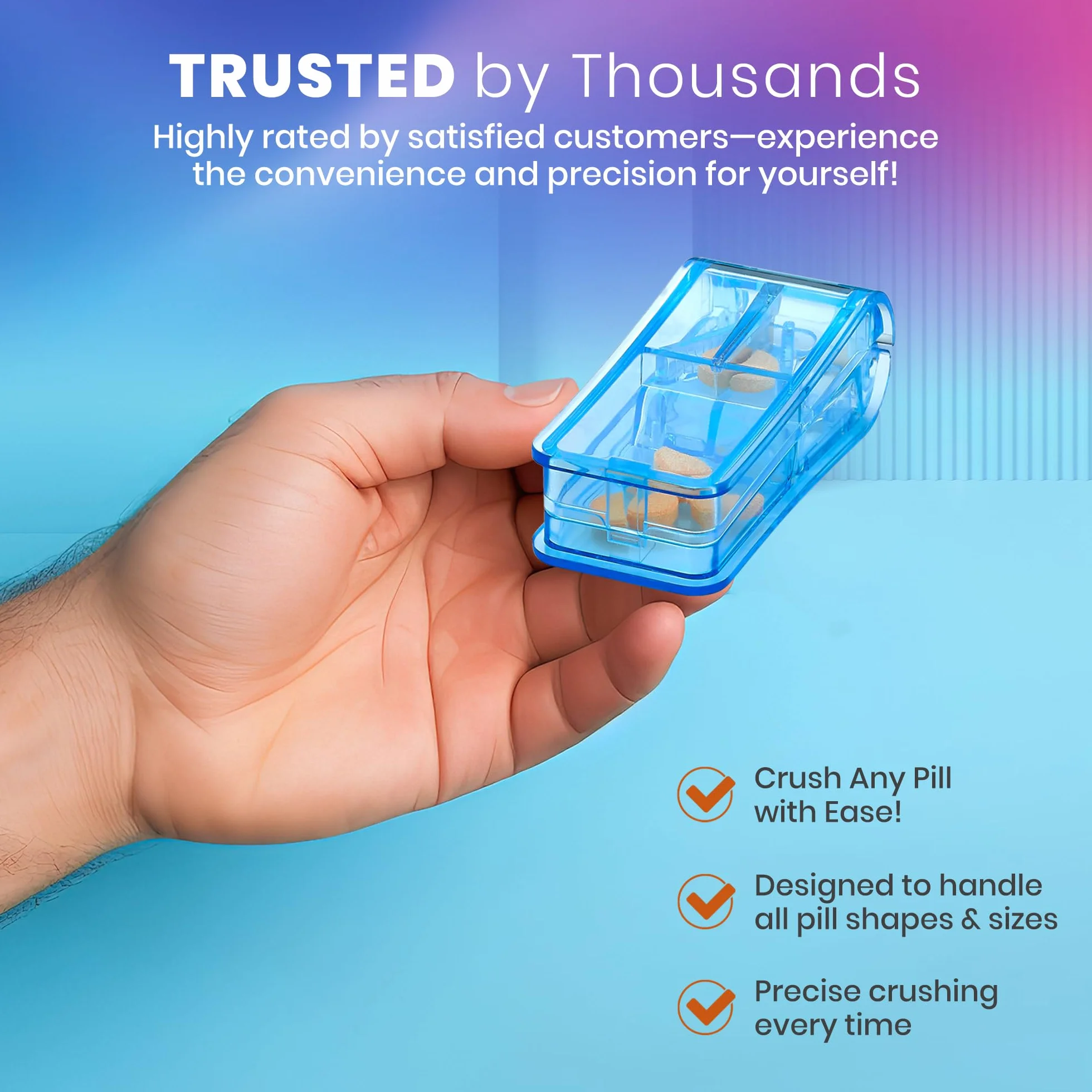 Pill Cutter V-Grip Pill Crusher i Cutter do witamin Big & Small Pills przezroczysty Pill Splitter z Case