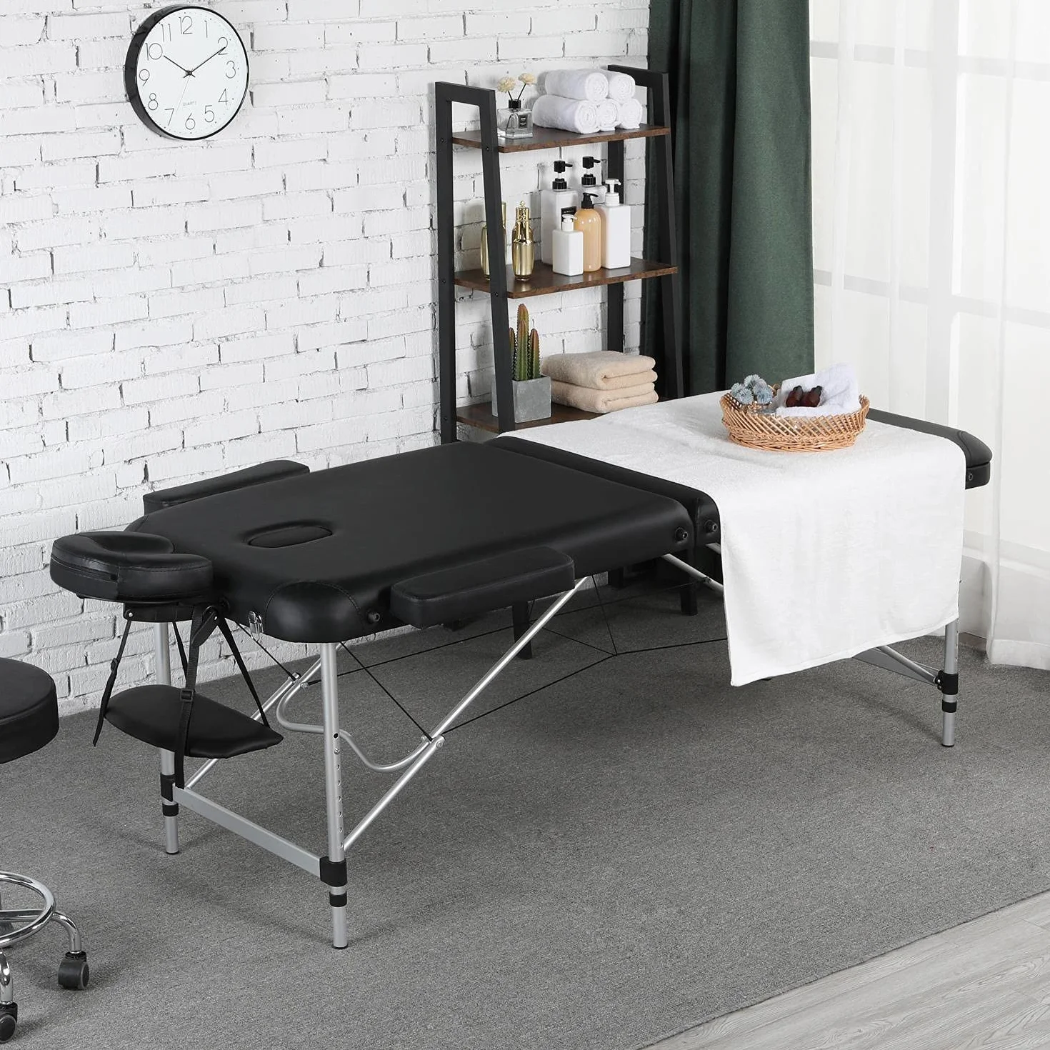 Yaheetech Składany Leżak do Masażu, 3 Strefy, Ergonomiczna Ławka z Zagłówkiem i Torbą do Przenoszenia, 213 x 70 cm, Beżowy