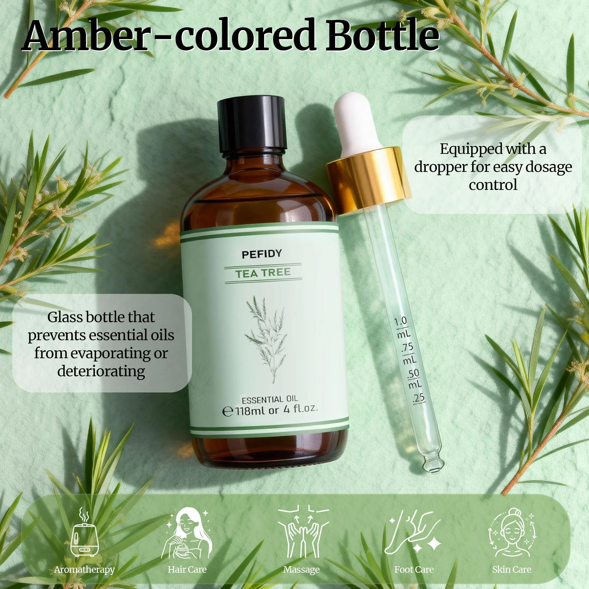 Olejek herbaciany 118ml, 100% czysty. Naturalny olejek tea tree, który wyrównuje skórę. Idealny do dyfuzora, szamponu, produkcji mydła i projektów DIY