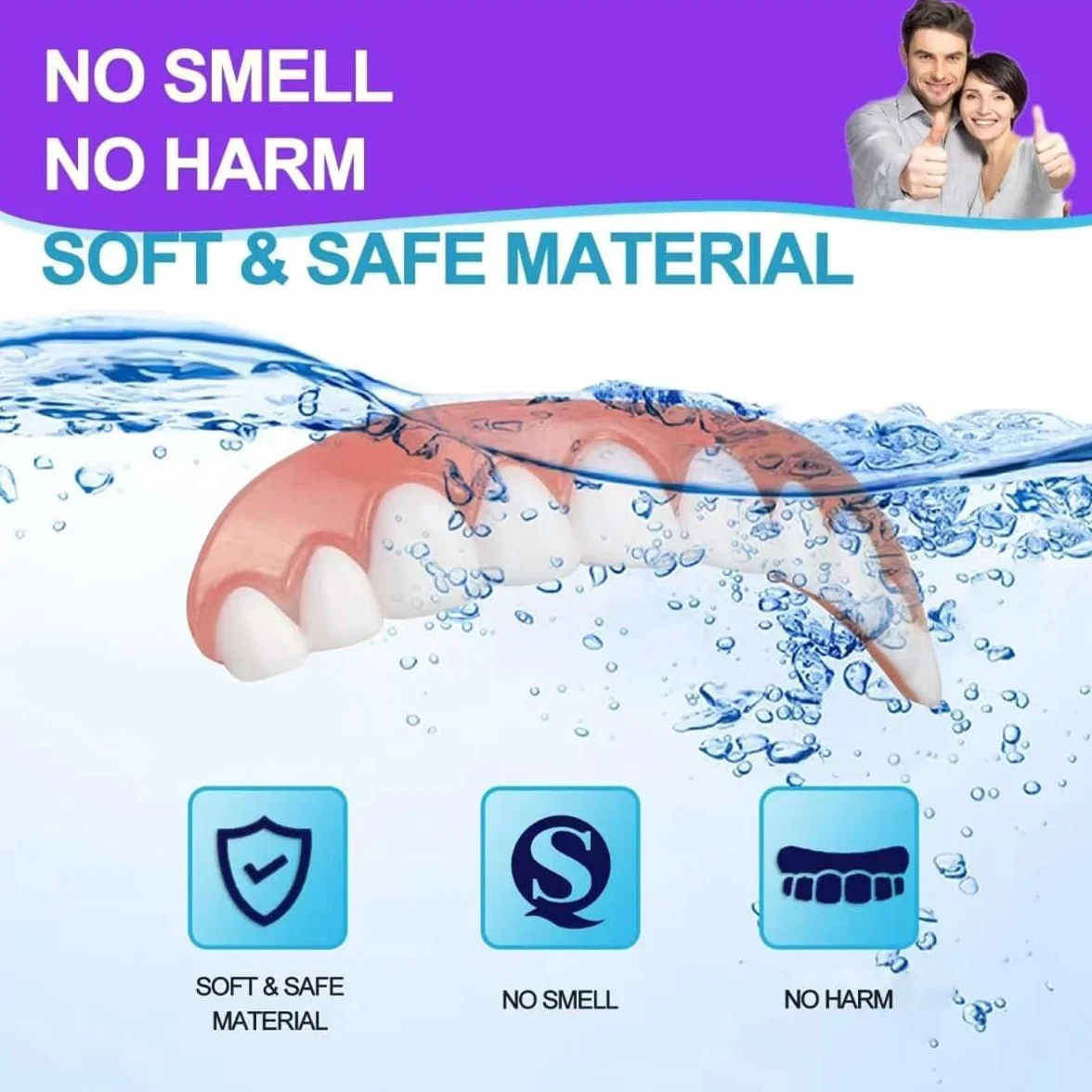 Fivfivgo Soft Denture Reline Kit, Snap on Dentures Silicone Fake Teeth Top Bottom (3 Set)