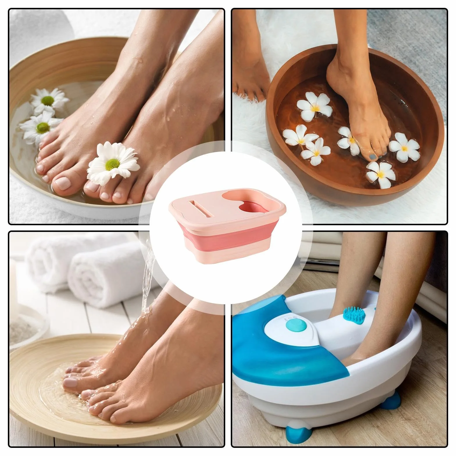 Miska Do Moczenia Stóp | Miska Do Stóp z Ergonomicznym Dnem,Przeno? Sk?adana Miseczka z Masuj?cym Dnem Dla Sportowców – Regeneracja Treningu, Pedicure, Spa, Kemping, Podró?e i U?ytkowanie Domowe