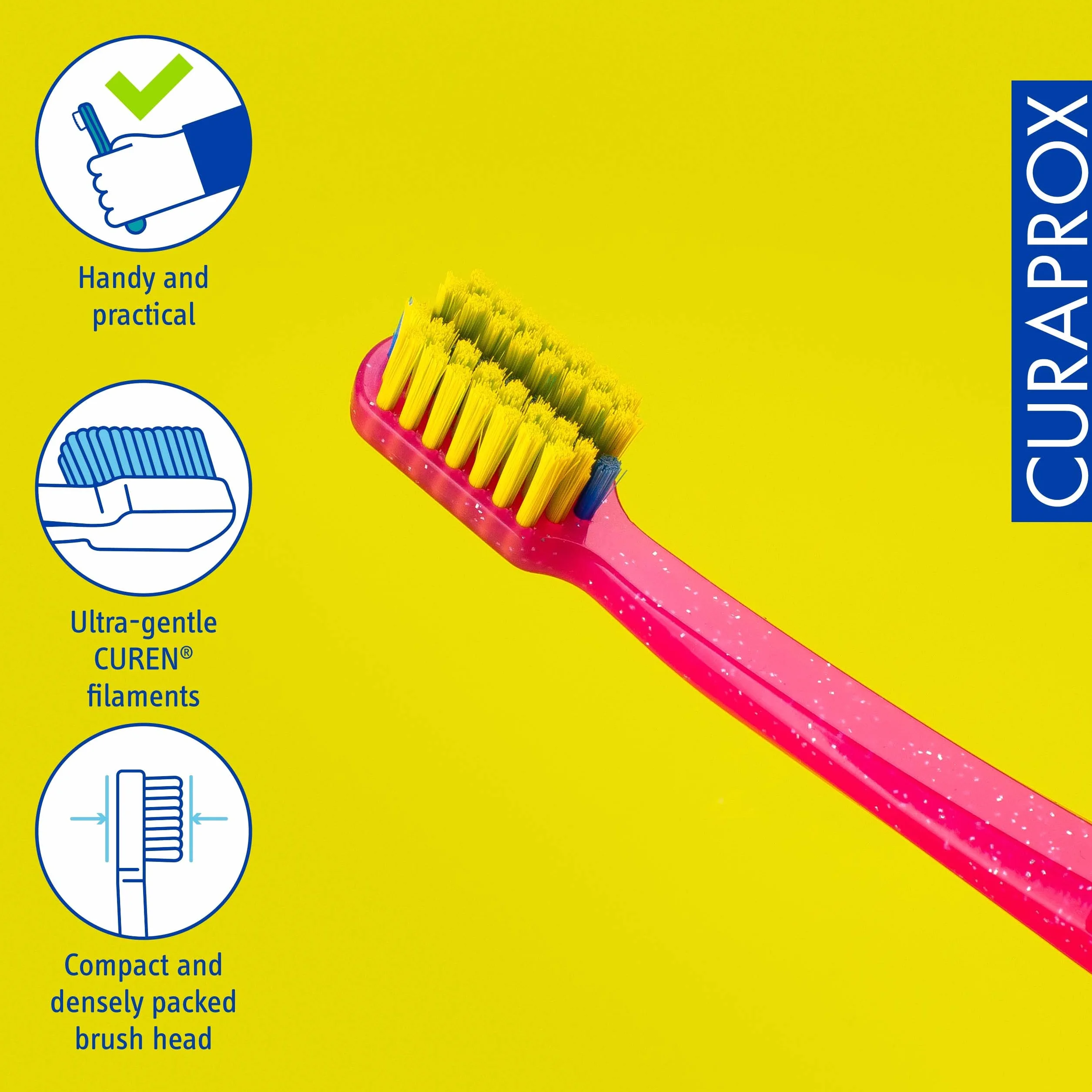 Curaprox CS 5460 Ortodontyczna Szczoteczka do zębów – Delikatne czyszczenie, Magenta-zielony, Pojedyncze opakowanie, Szwajcaria