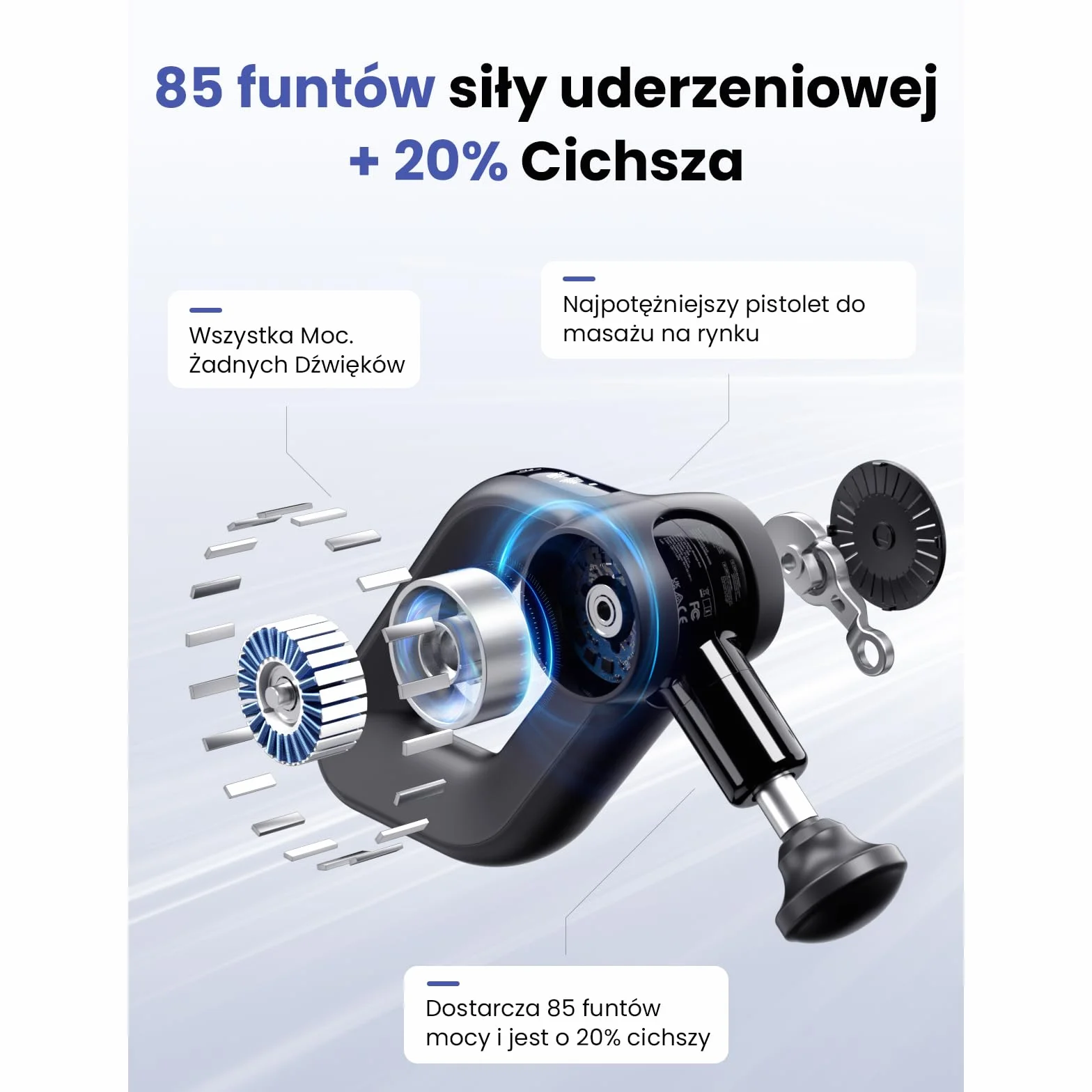 Bob and Brad D6 Pro Pistolet do Masażu, Profesjonalny do Głębokich Tkanek, Massage Gun z Wyświetlaczem OLED, 7 Nakładek, 6 Prędkości (1500-2500 RPM), na Bóle Mięśni i Relaksacyjny