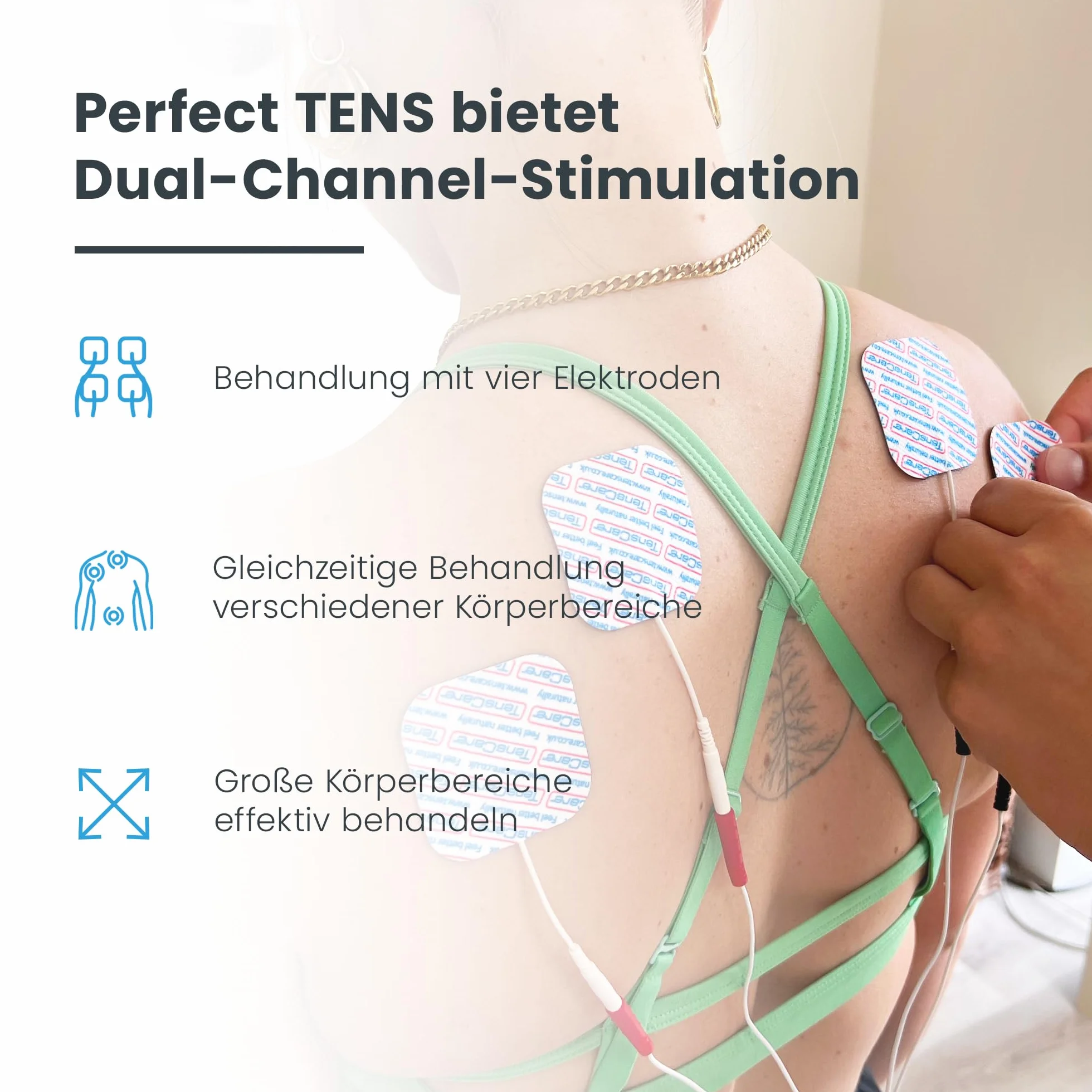 TensCare Perfect Tens – elektrostymulator TENS do łagodzenia bólu, 2 kanały, elektryczna stymulacja nerwów