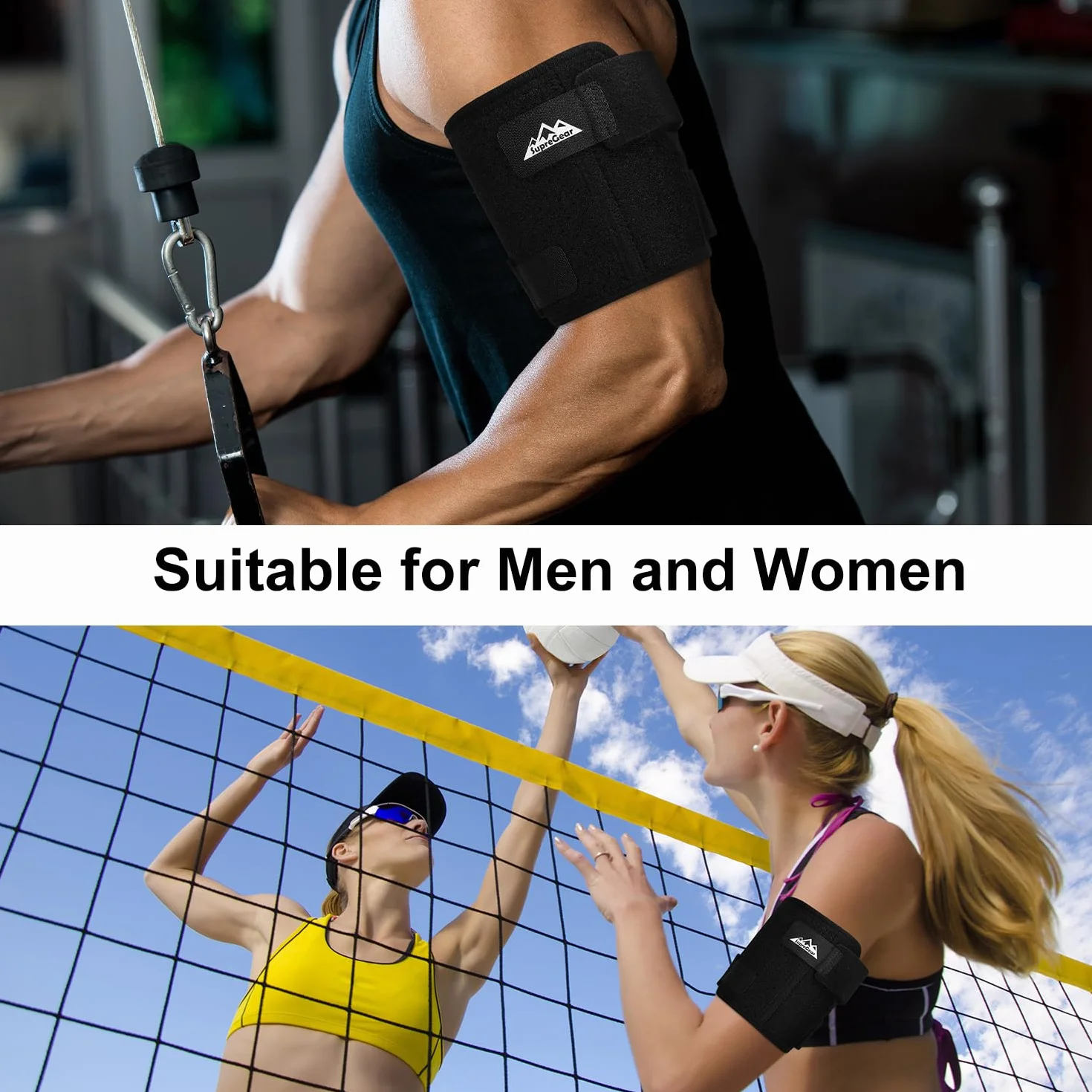 supregear Opaska na Tendinitis Bicepsa, Rękaw Kompresyjny na Wsparcie, Wygodna Opaska na Górną Część Ramienia do Tricepsa i Bicepsa w Celu Łagodzenia Bólu, Naciągnięć Mięśni i Zapalenia (Czarny, S)