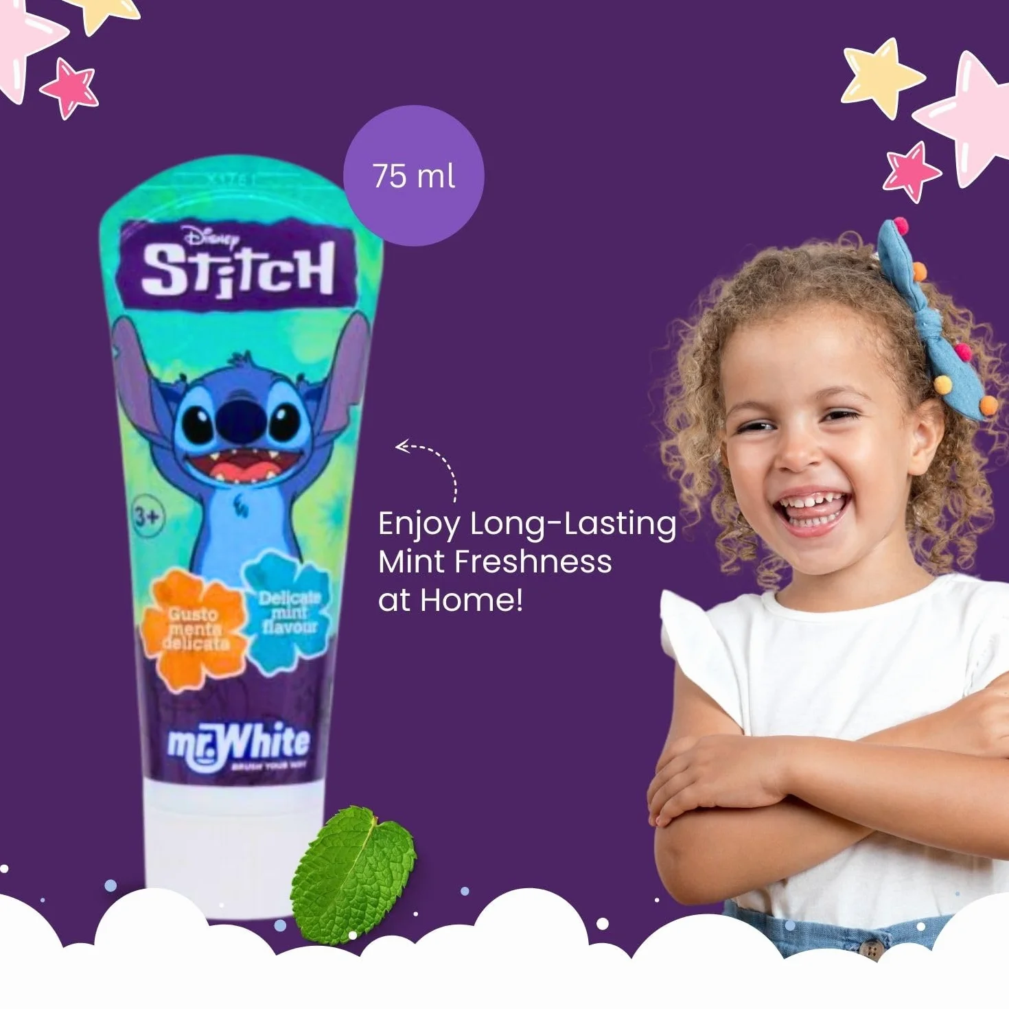 Disney Stitch Zestaw szczoteczek do zębów dla dzieci zawiera szczoteczkę do zębów z nasadką ochronną, przyssawką i miękkim włosiem, pastę do zębów o smaku miętowym i wielofunkcyjną zlewkę dla dzieci